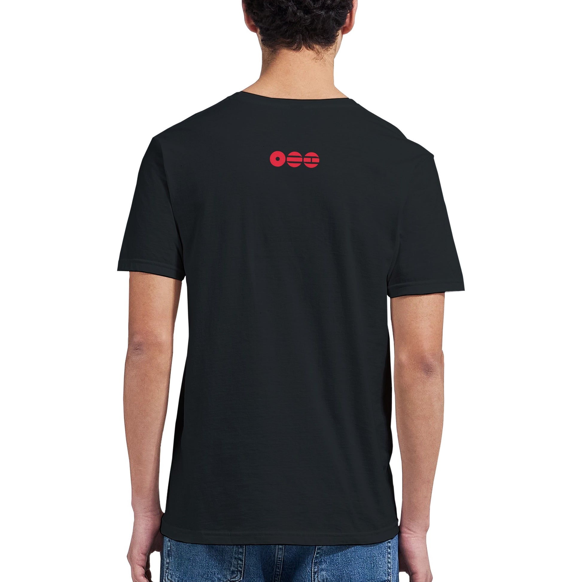 Black unisex tee with gradient lyric back print