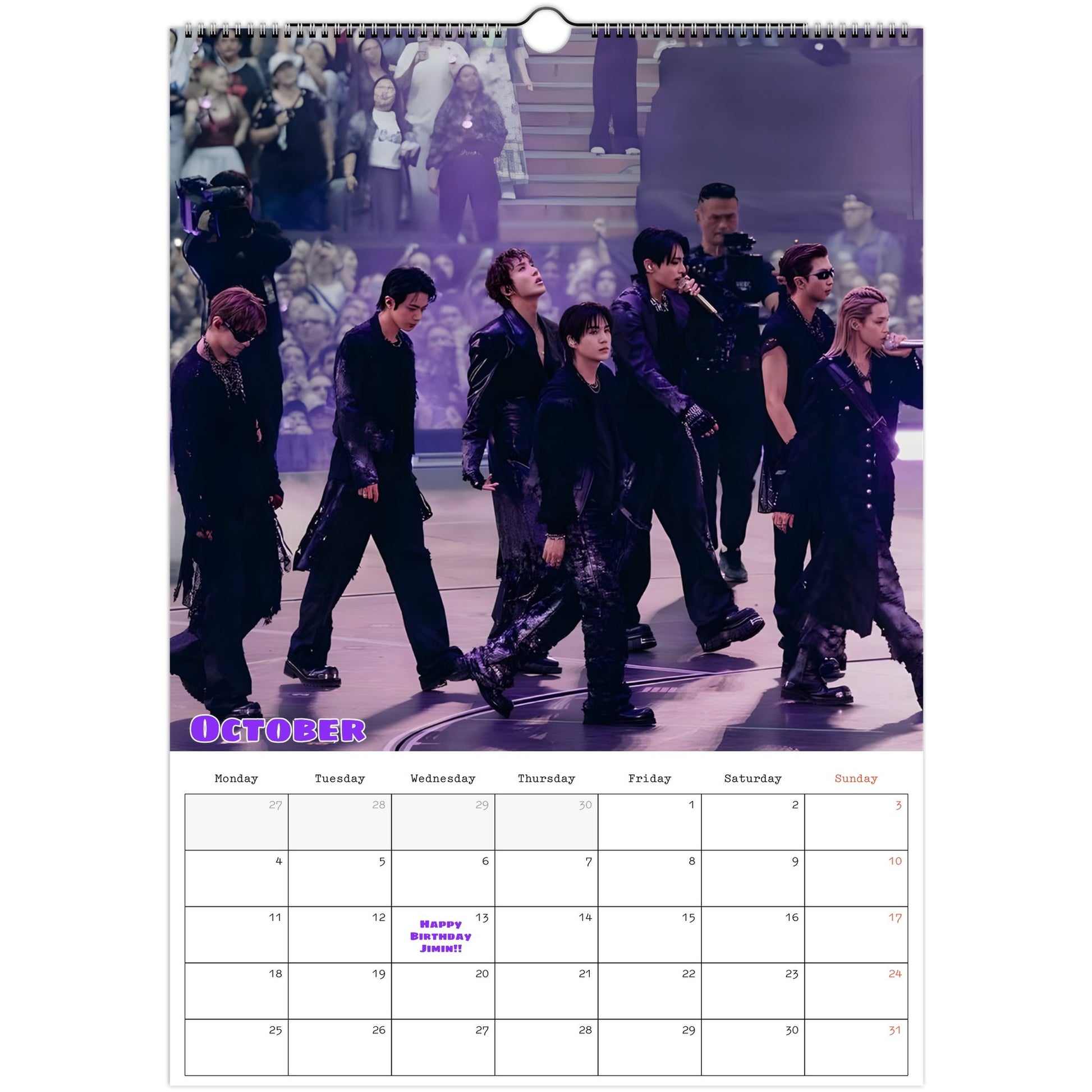 BTS  Calendar 2027 October page