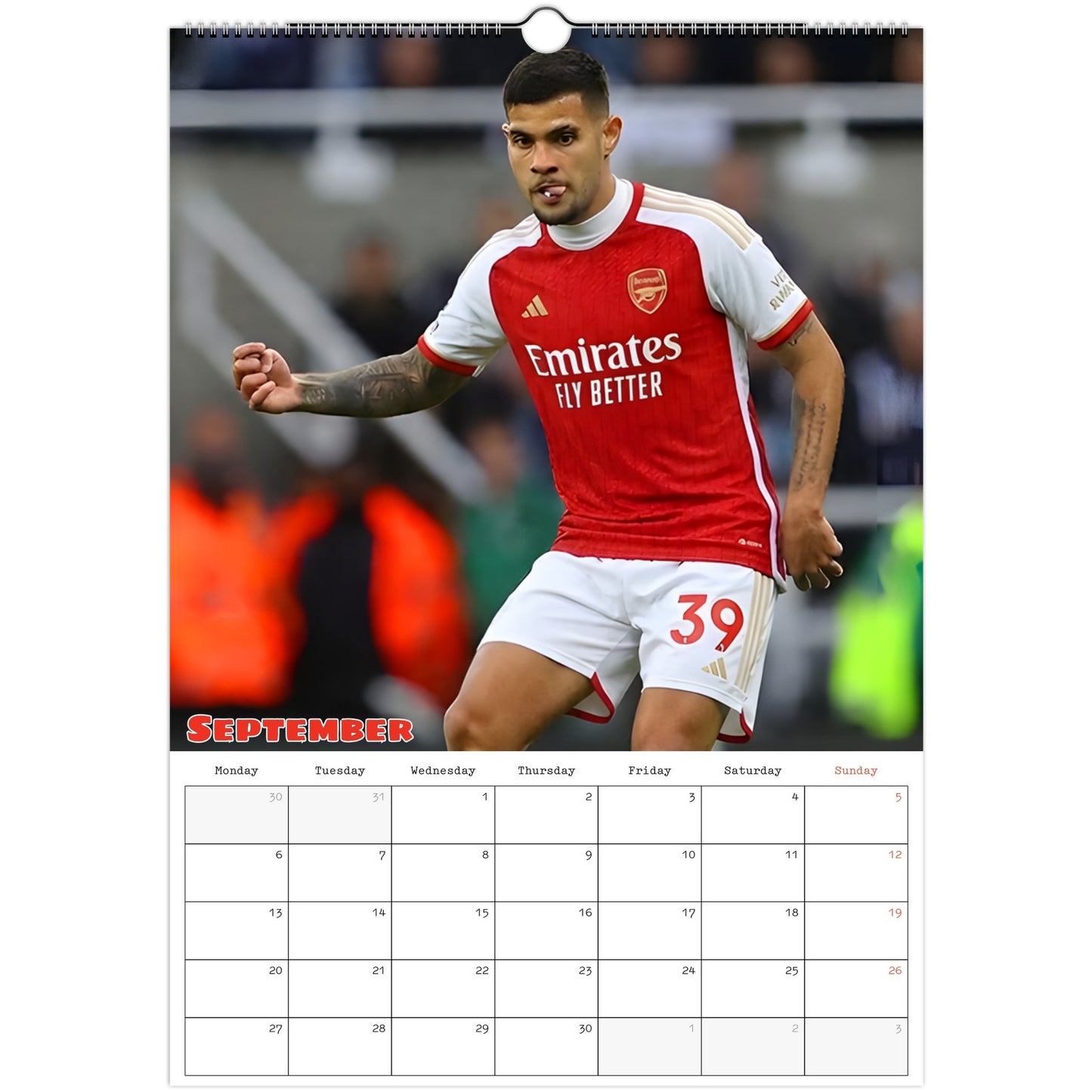 Arsenal Calendar September page