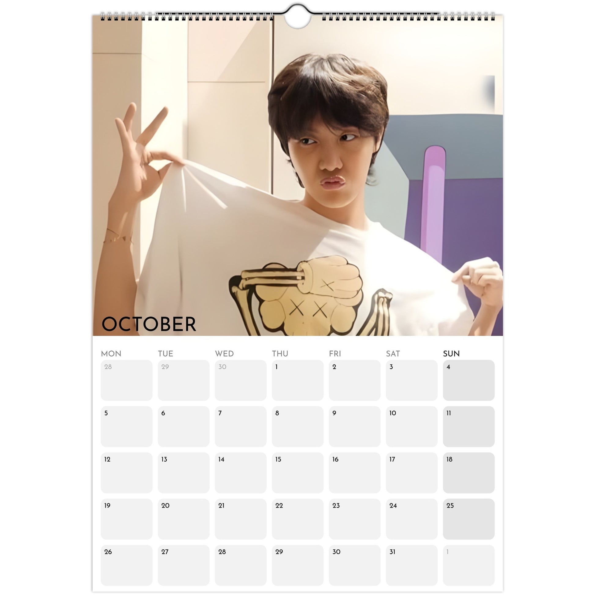 BTS J‑Hope Hobi 2026 A3 boyfriend style calendar October