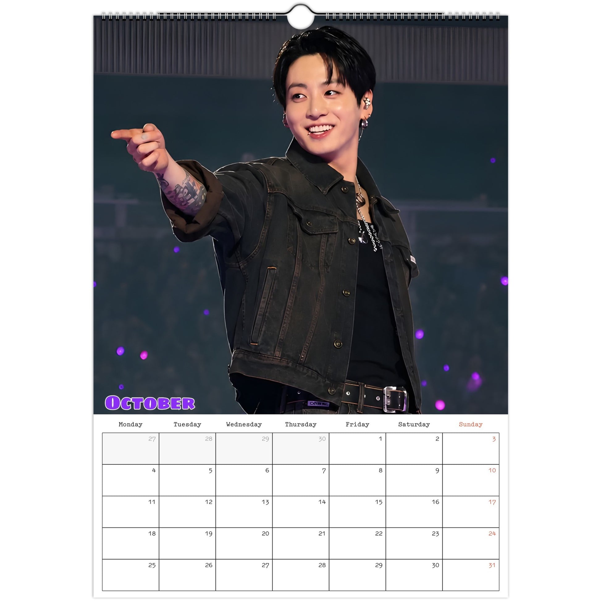 BTS Jungkook Calendar 2027 October page