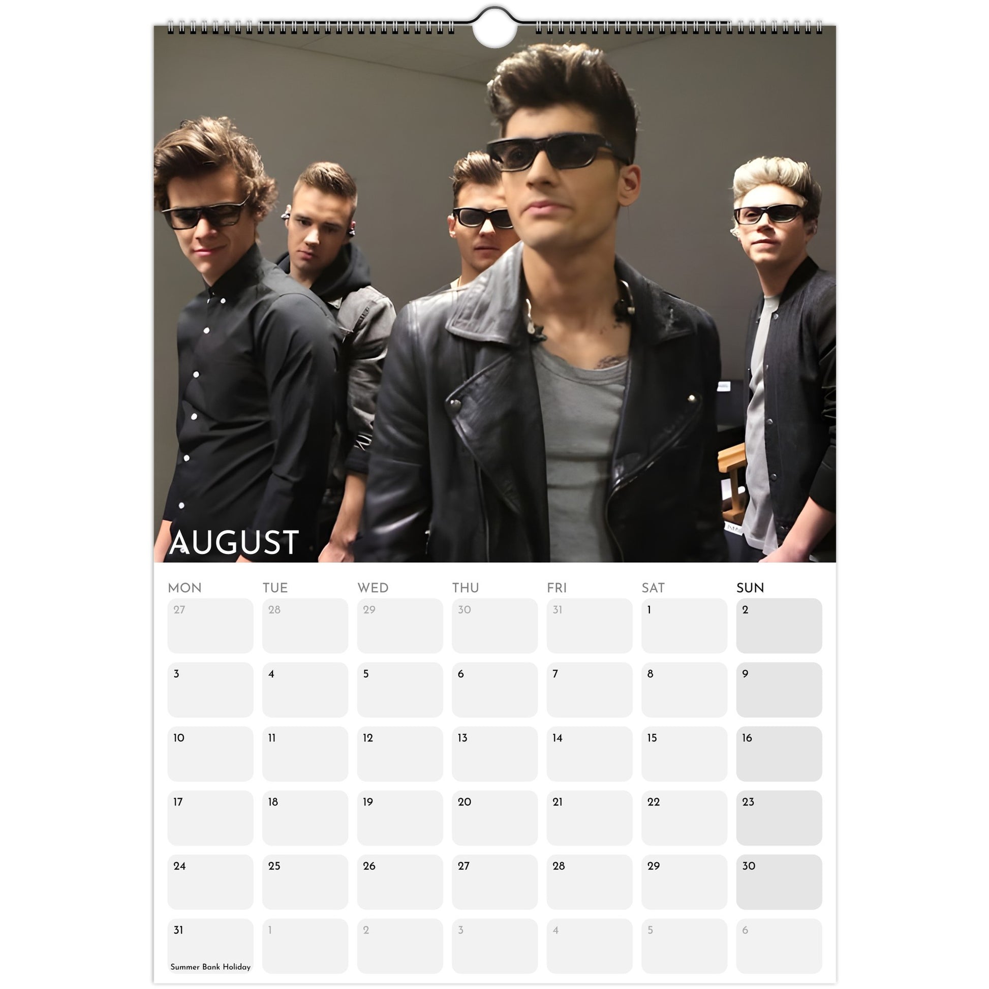One Direction 2026 A3 wall calendar August 2026