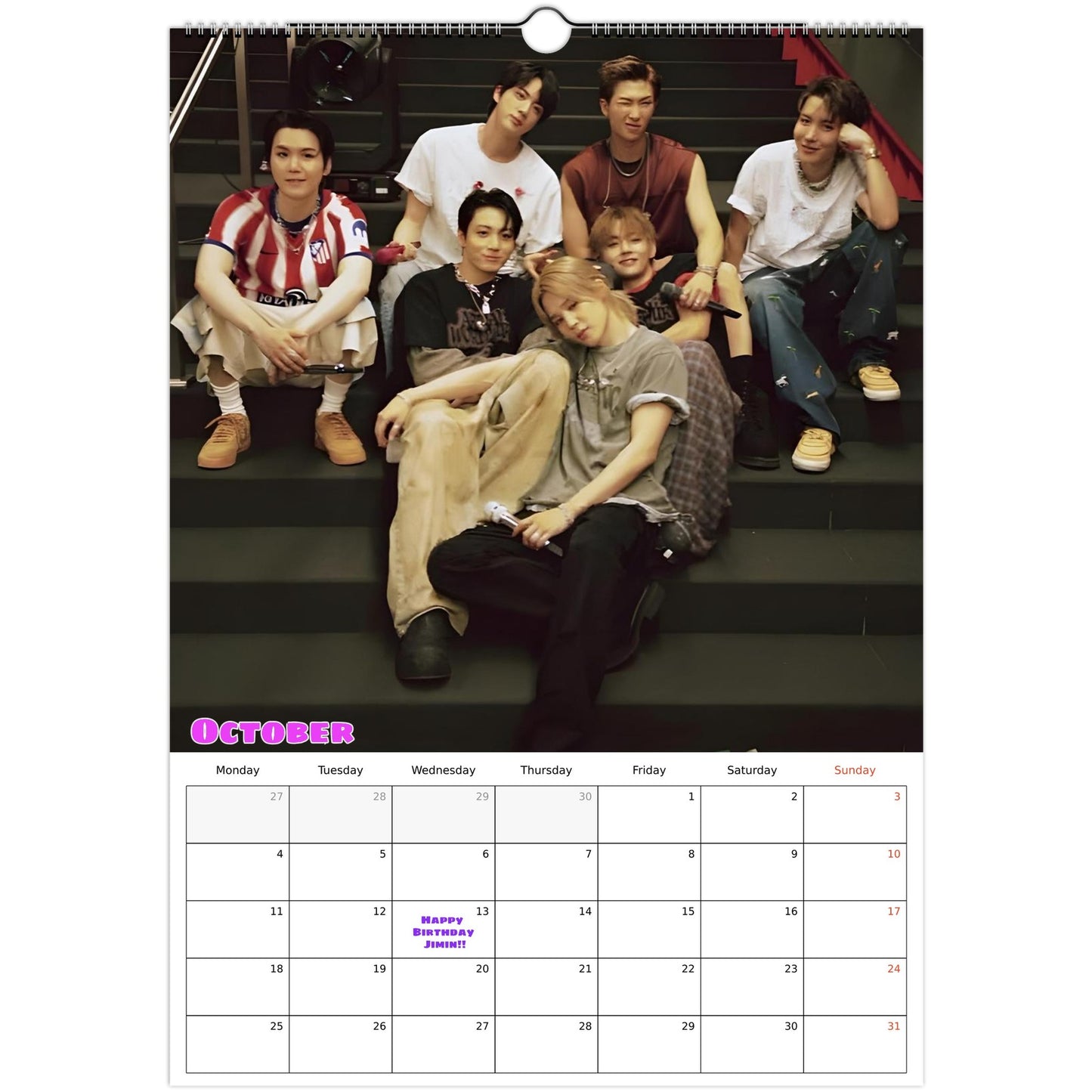BTS October calendar page 