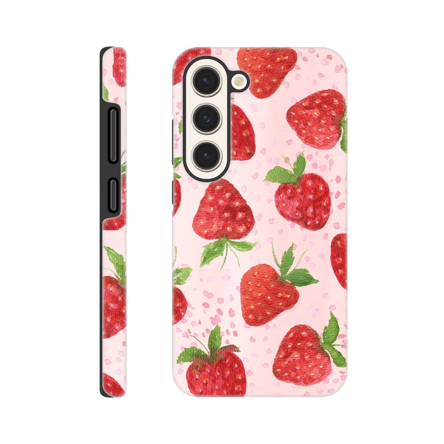 Strawberry aesthetic Samsung phone case with durable dual‑layer build