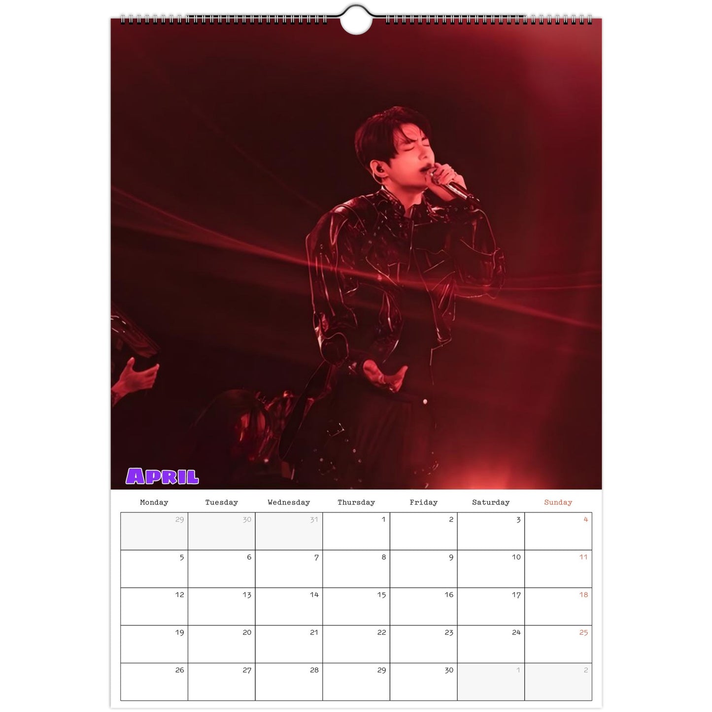 BTS Jungkook Calendar 2027 April page