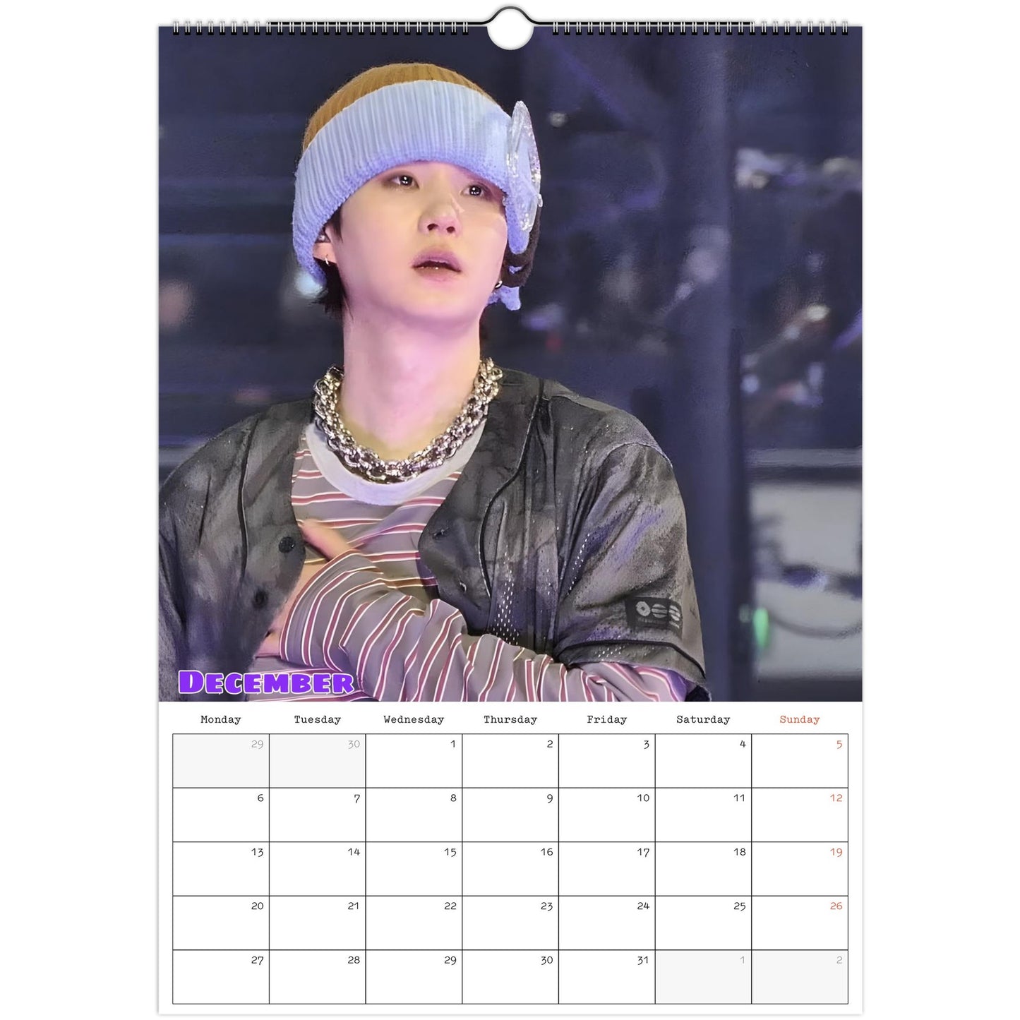BTS SUGA Calendar December page