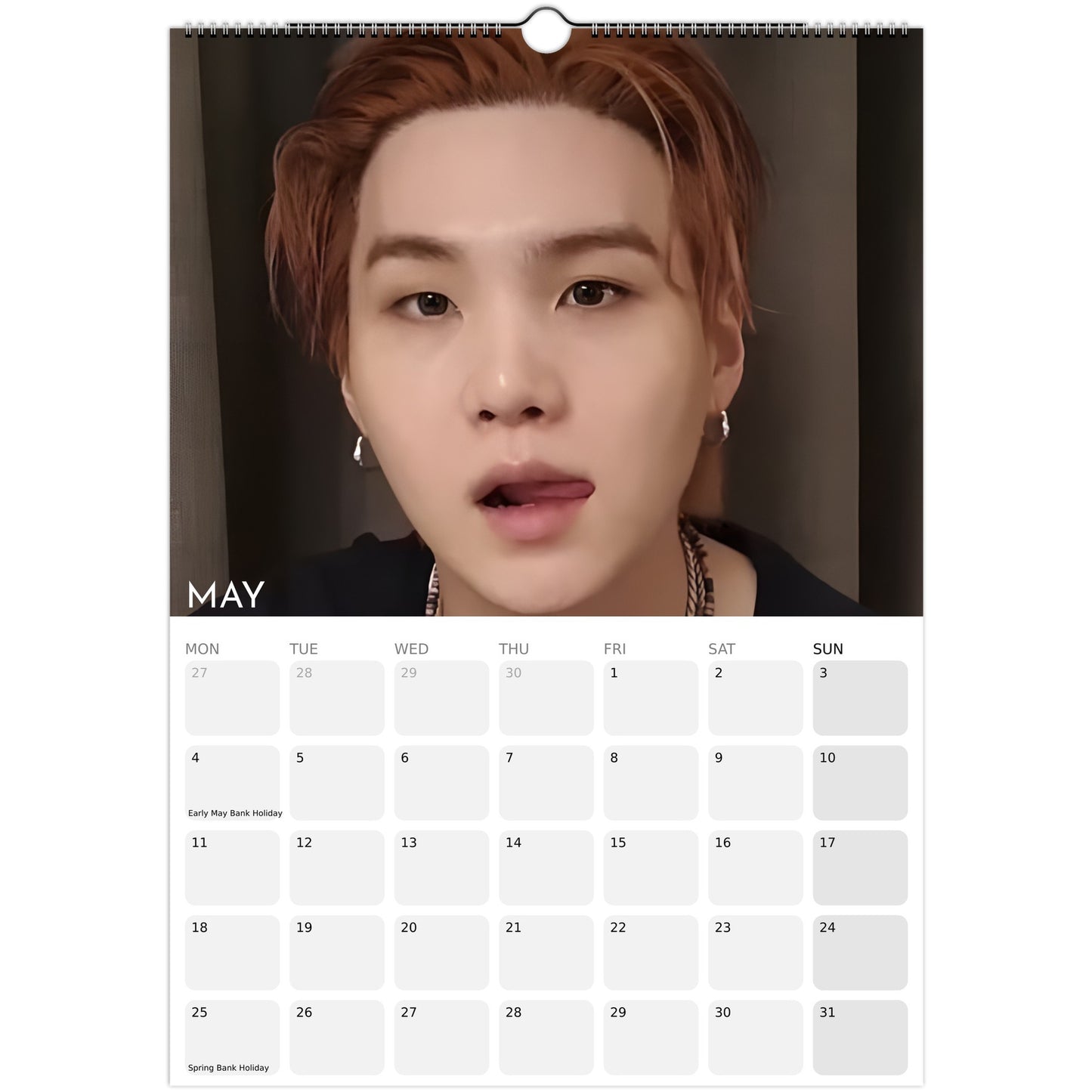 BTS Suga Yoongi Tongue Celebration 2026 A3 calendar May