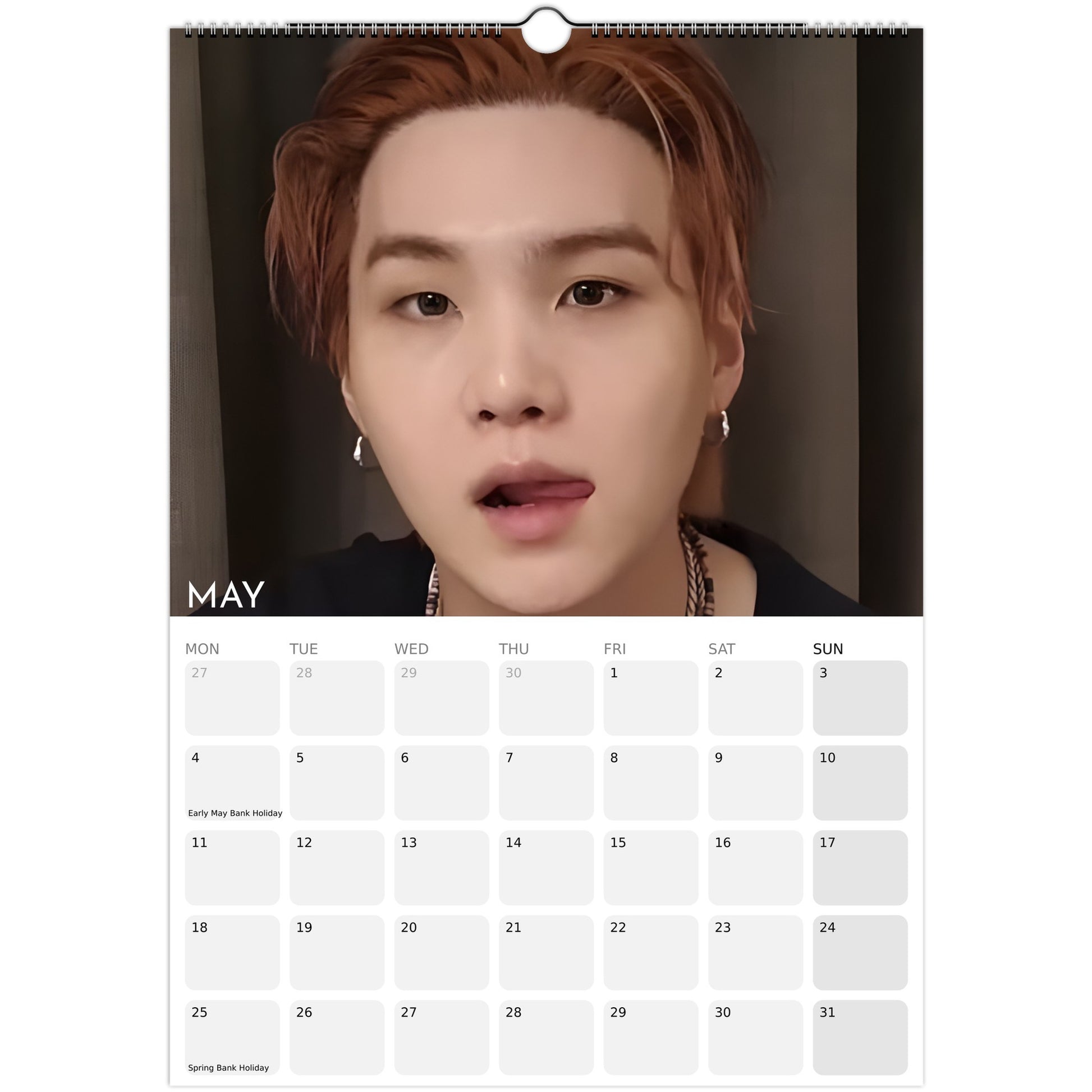 BTS Suga Yoongi Tongue Celebration 2026 A3 calendar May