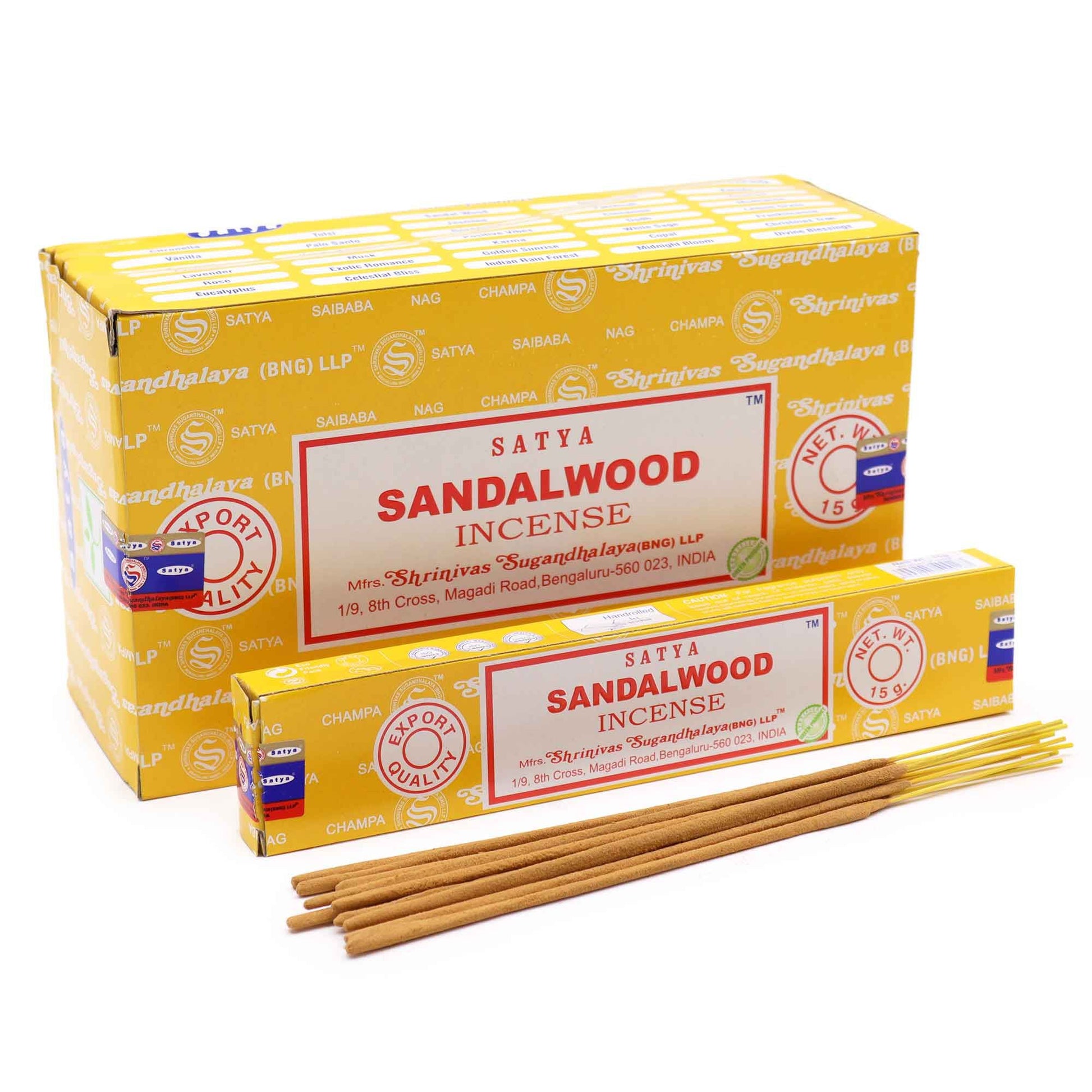 Sandalwood‑scented Satya incense 15g pack for meditation and relaxation