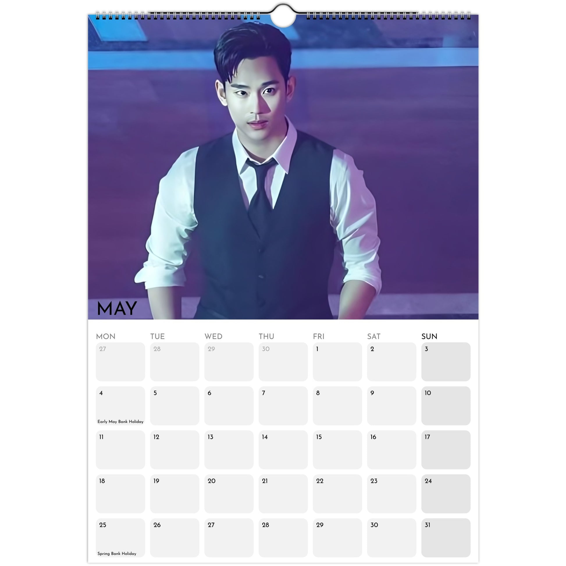 Kim Soo‑hyun 2026 A3 wall calendar May