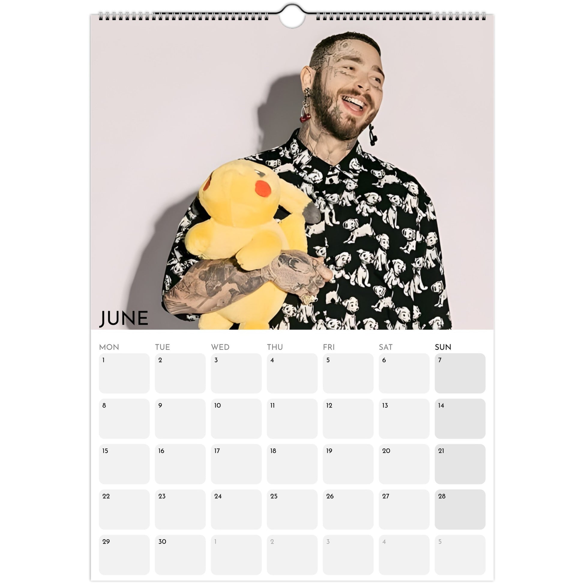 Post Malone 2026 A3 wall calendar June