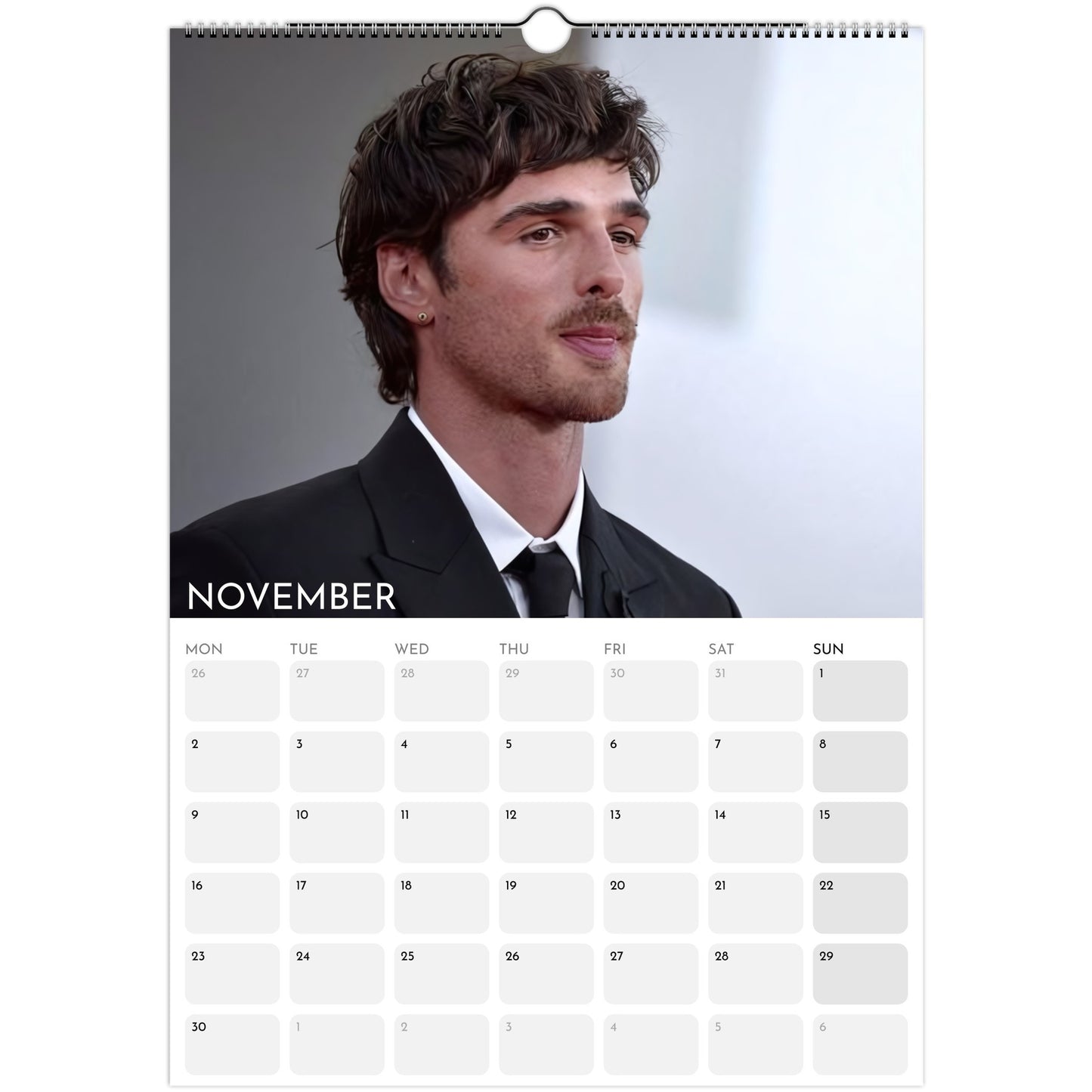 Jacob Elordi 2026 A3 wall calendar November
