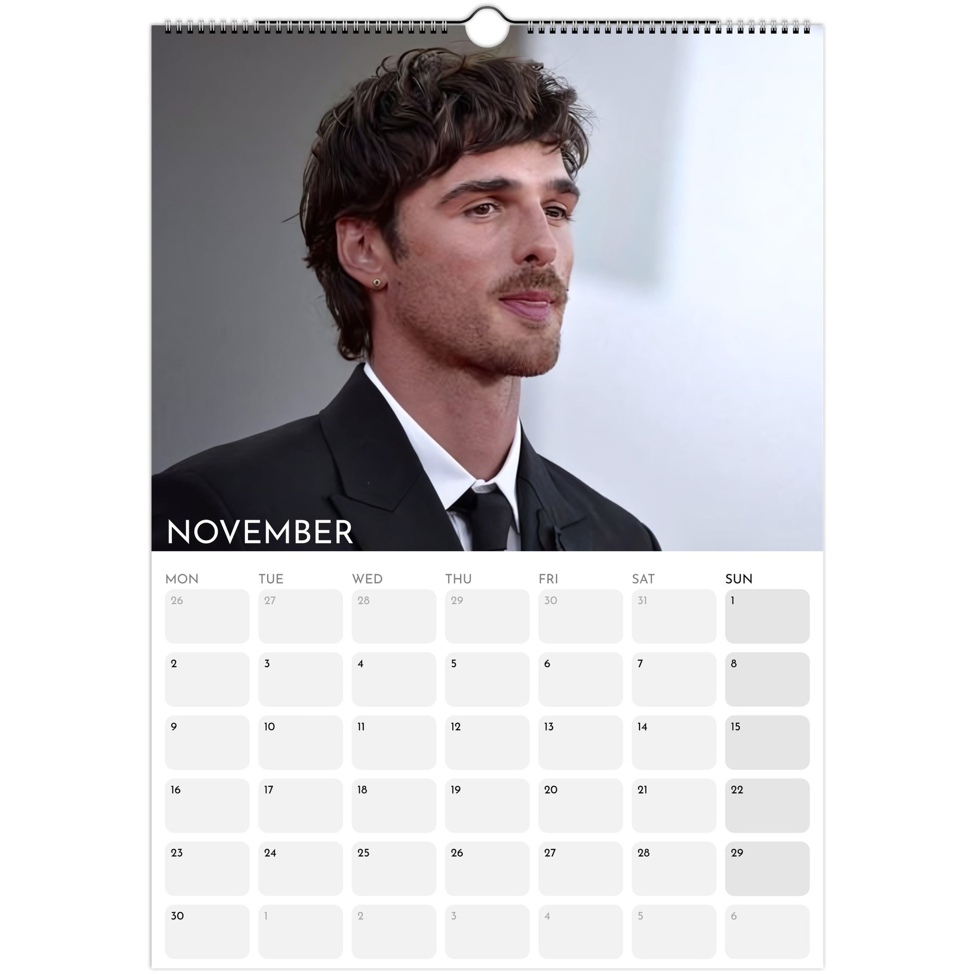 Jacob Elordi 2026 A3 wall calendar November