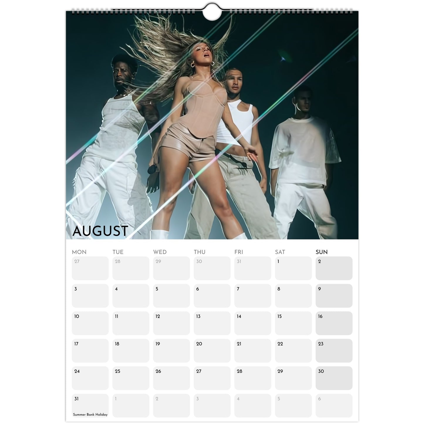 Tate McRae 2026 A3 wall calendar August