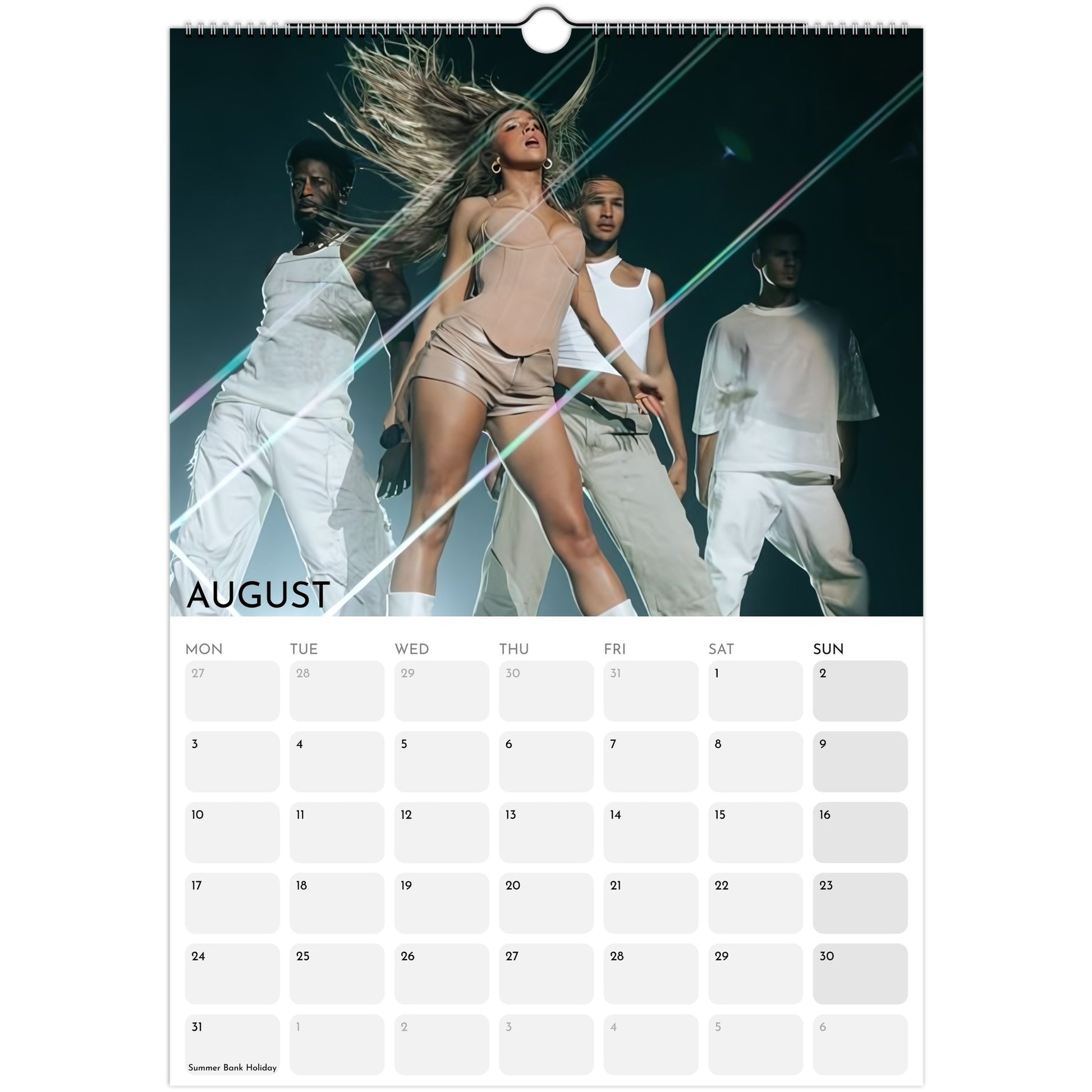 Tate McRae 2026 A3 wall calendar August