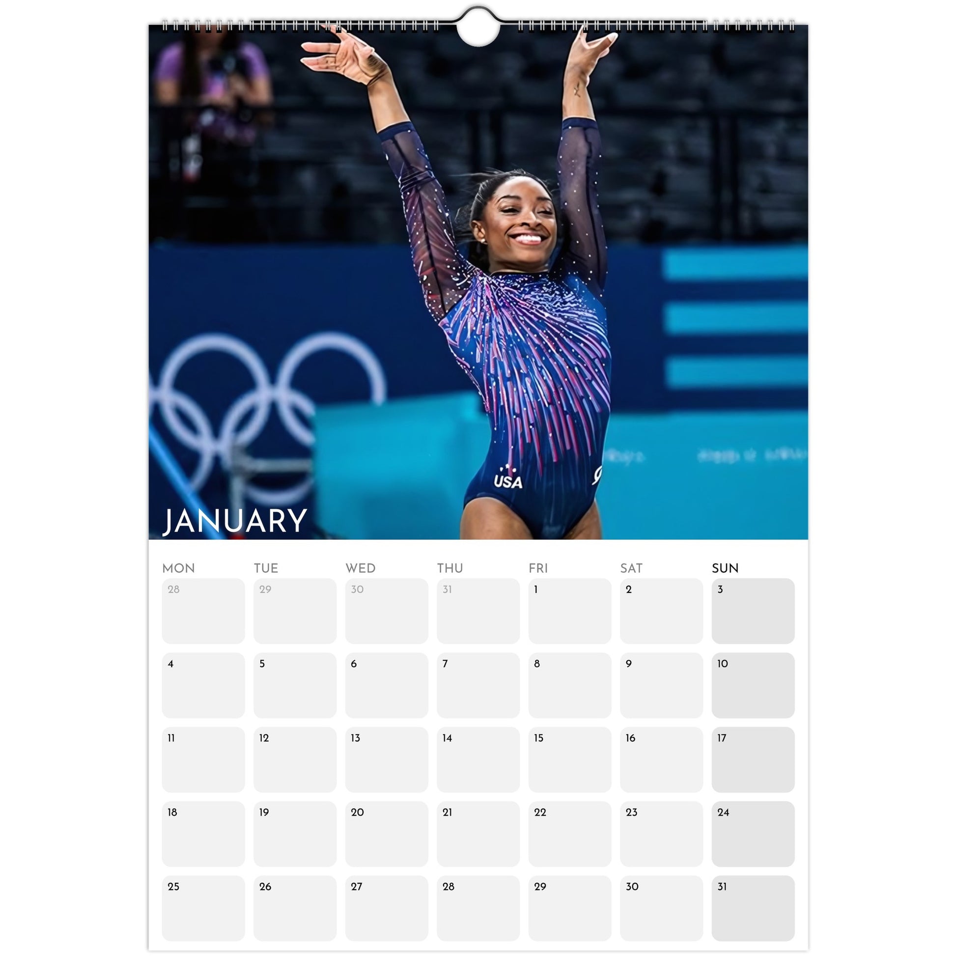 Simone Biles 2026 A3 wall calendar January