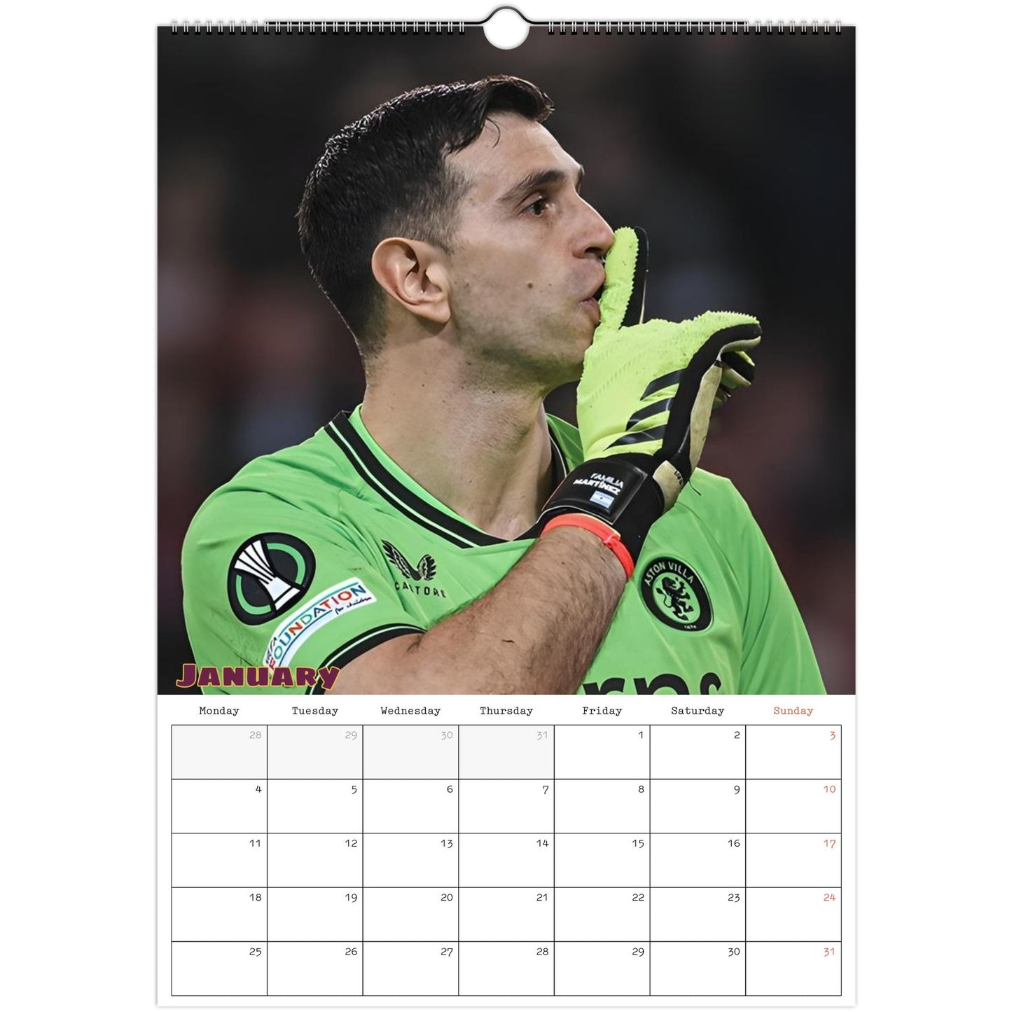 Aston Villa Calendar January page