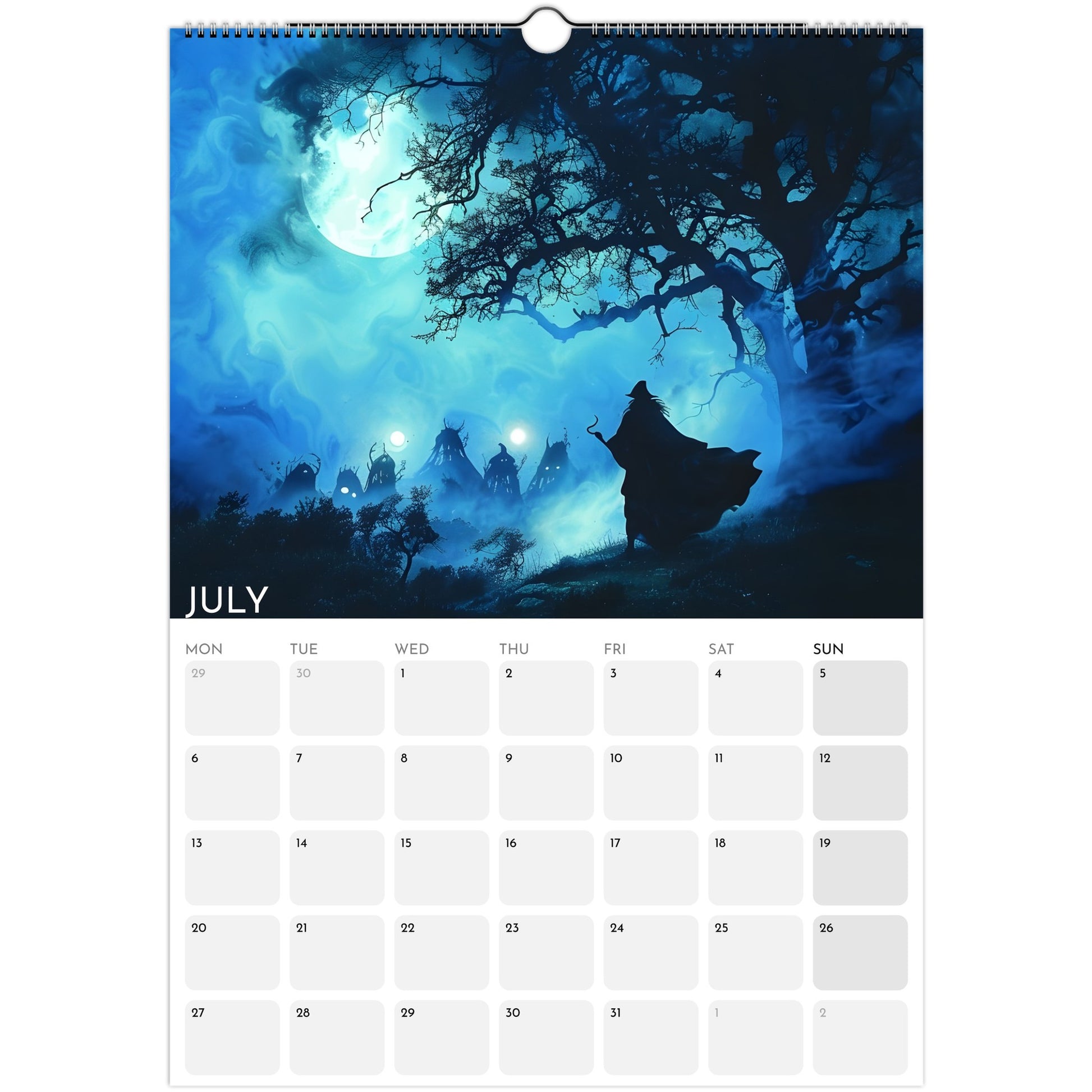 Witches’ Circle 2026 A3 wall calendar July