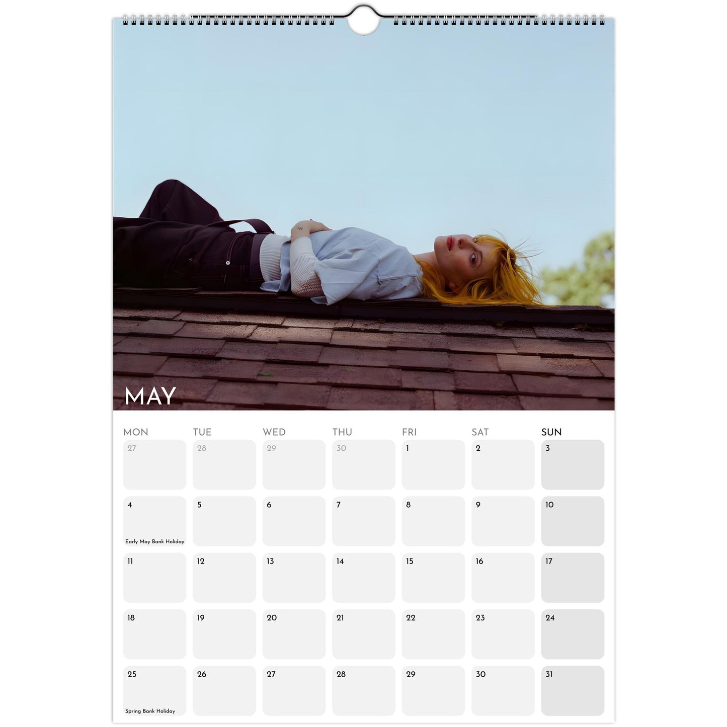 Hayley Williams Paramore 2026 A3 wall calendar May