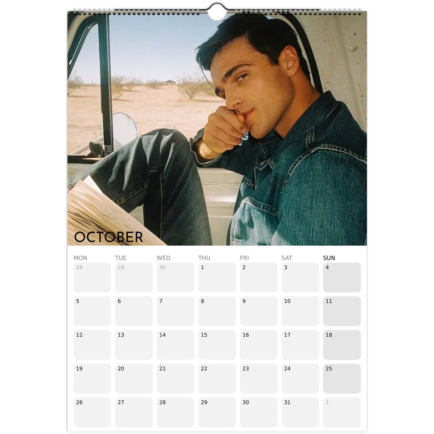 Jacob Elordi 2026 A3 wall calendar October