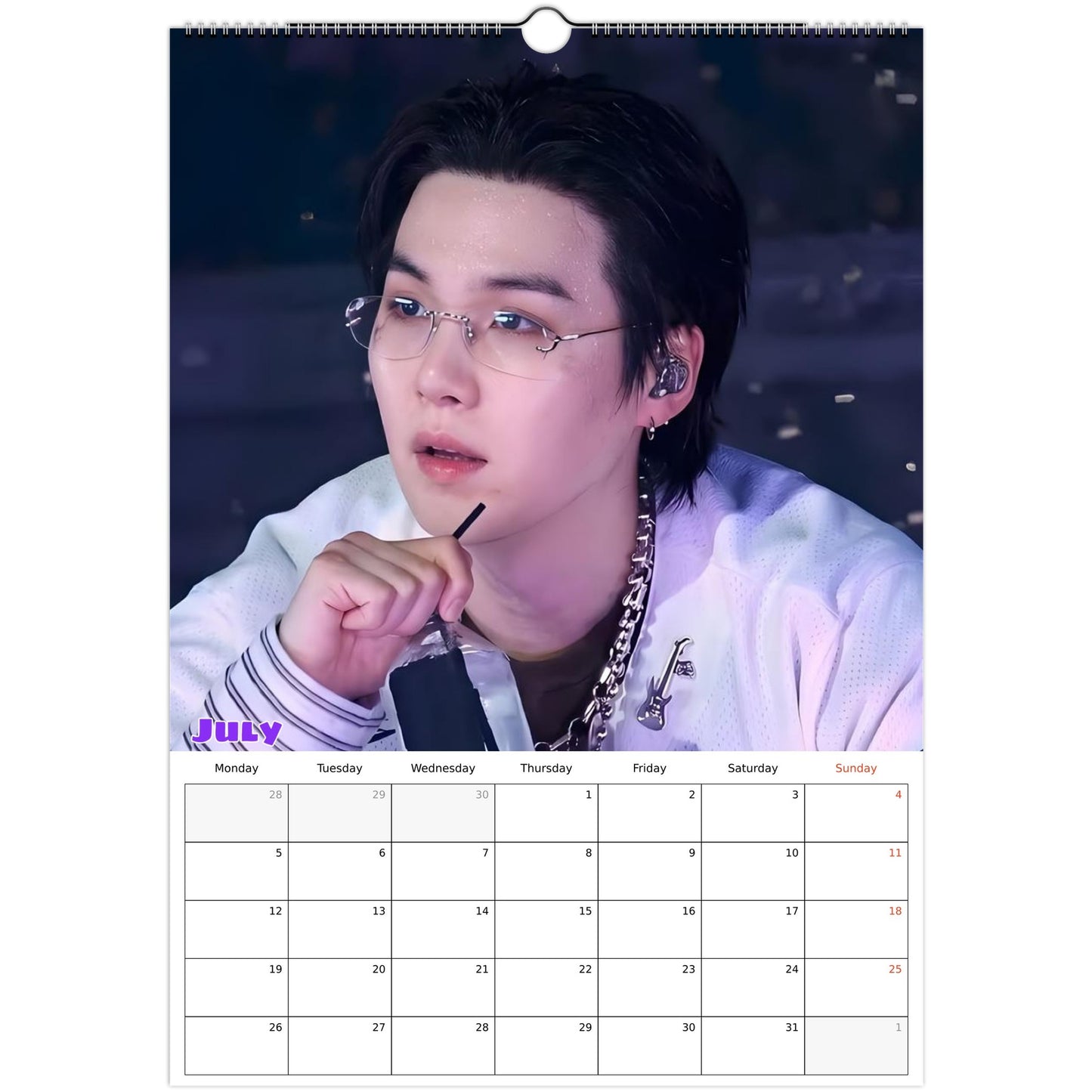 BTS SUGA Calendar July page