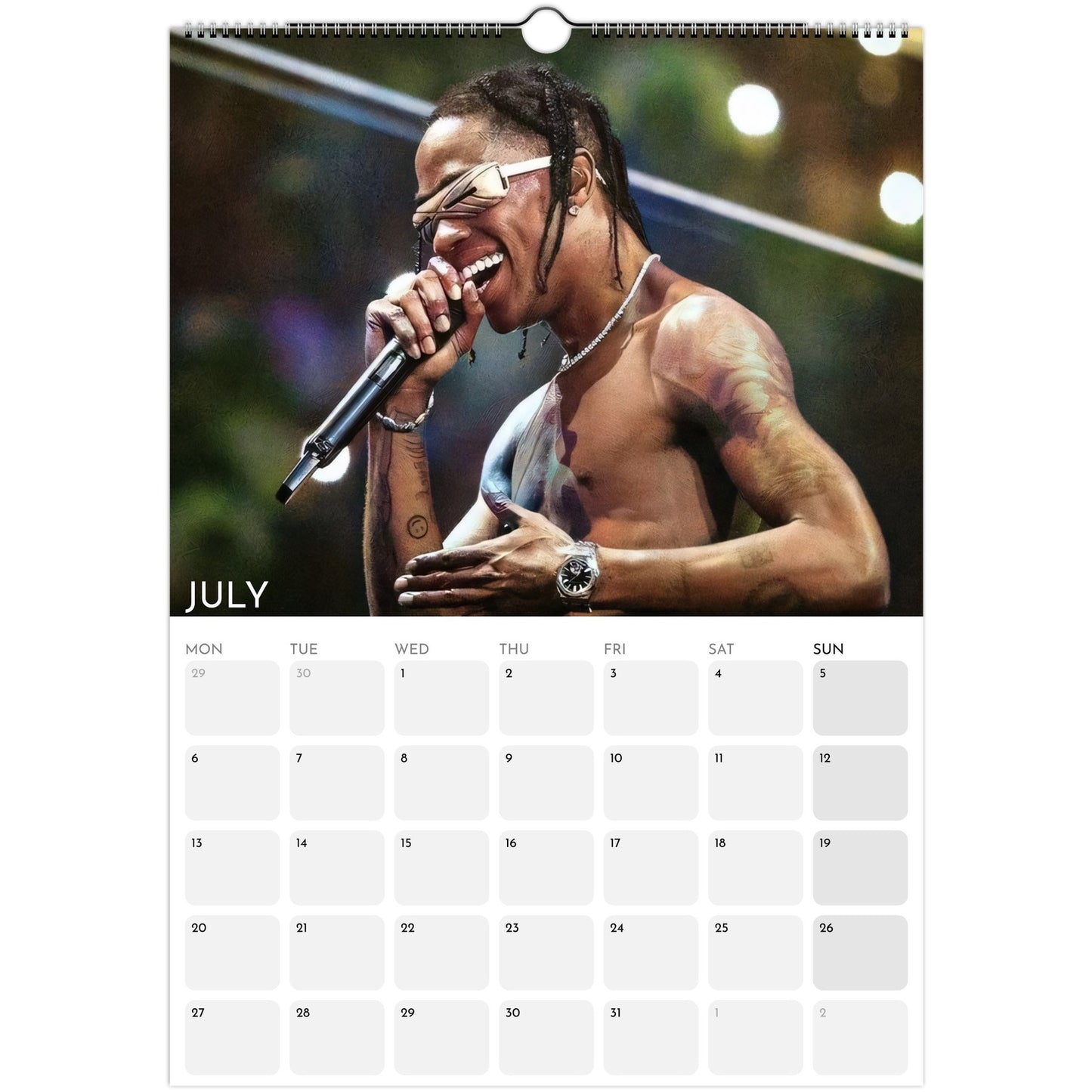 Travis Scott 2026 A3 wall calendar July