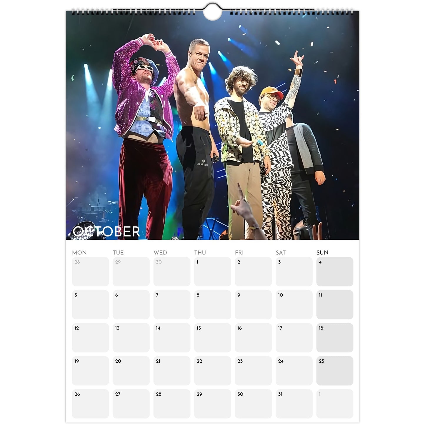 Imagine Dragons 2026 A3 wall calendar October