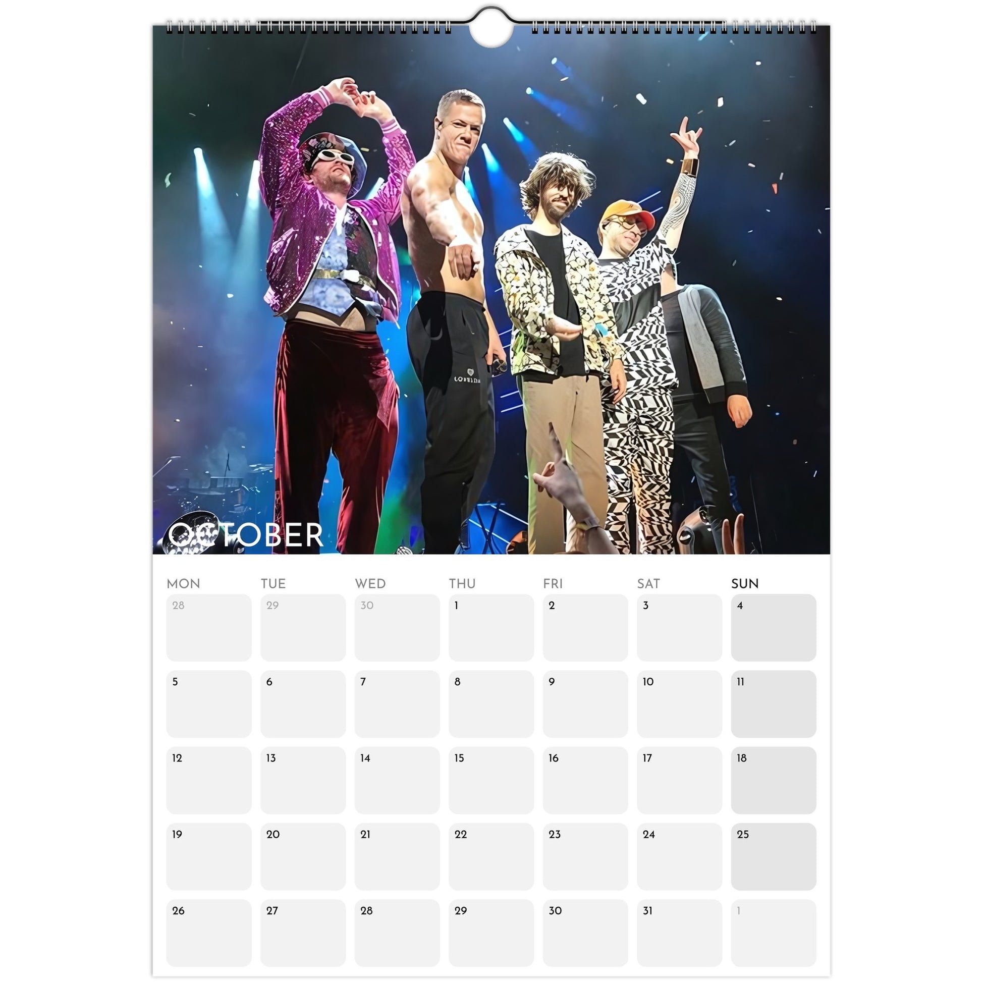 Imagine Dragons 2026 A3 wall calendar October
