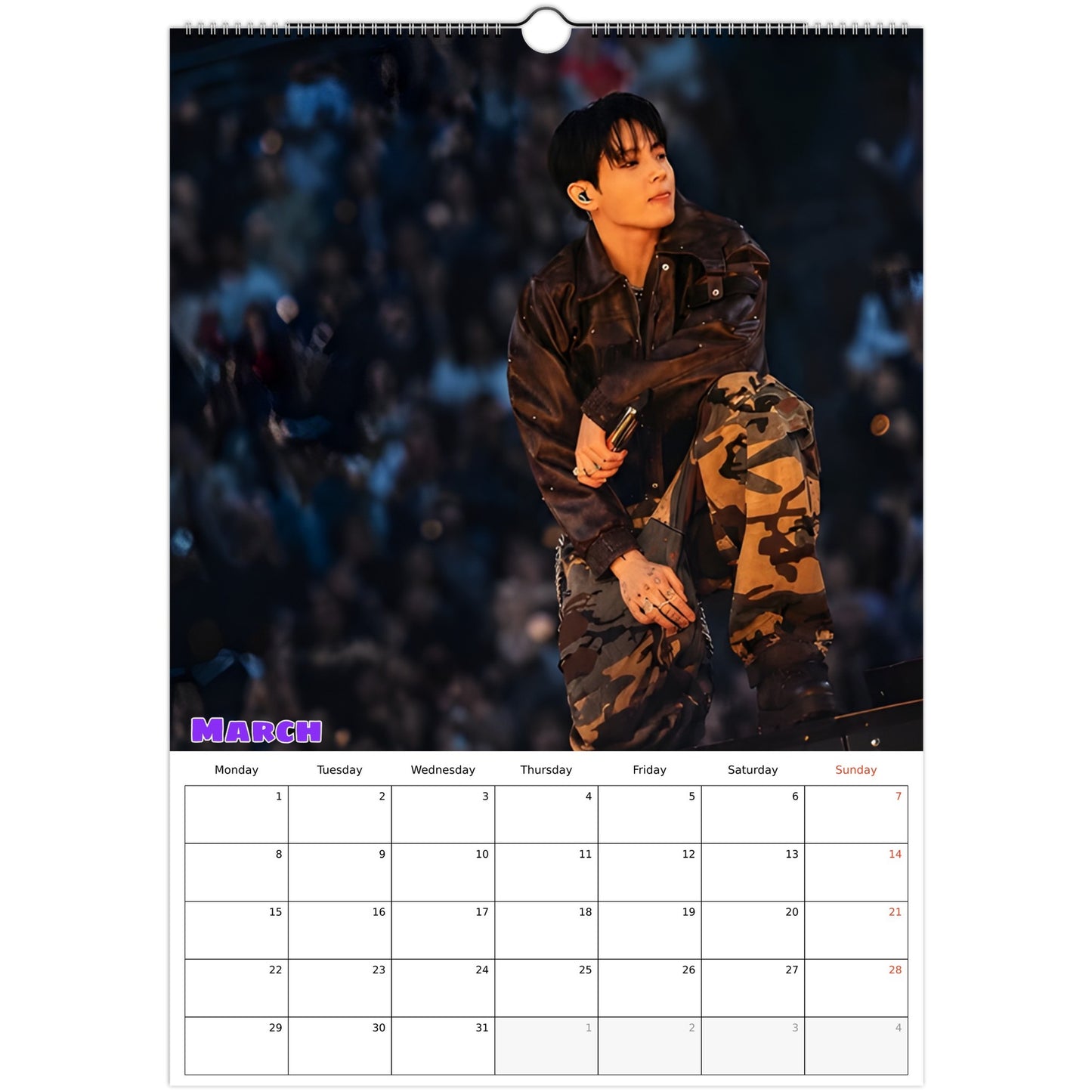BTS Jungkook Calendar 2027 March page