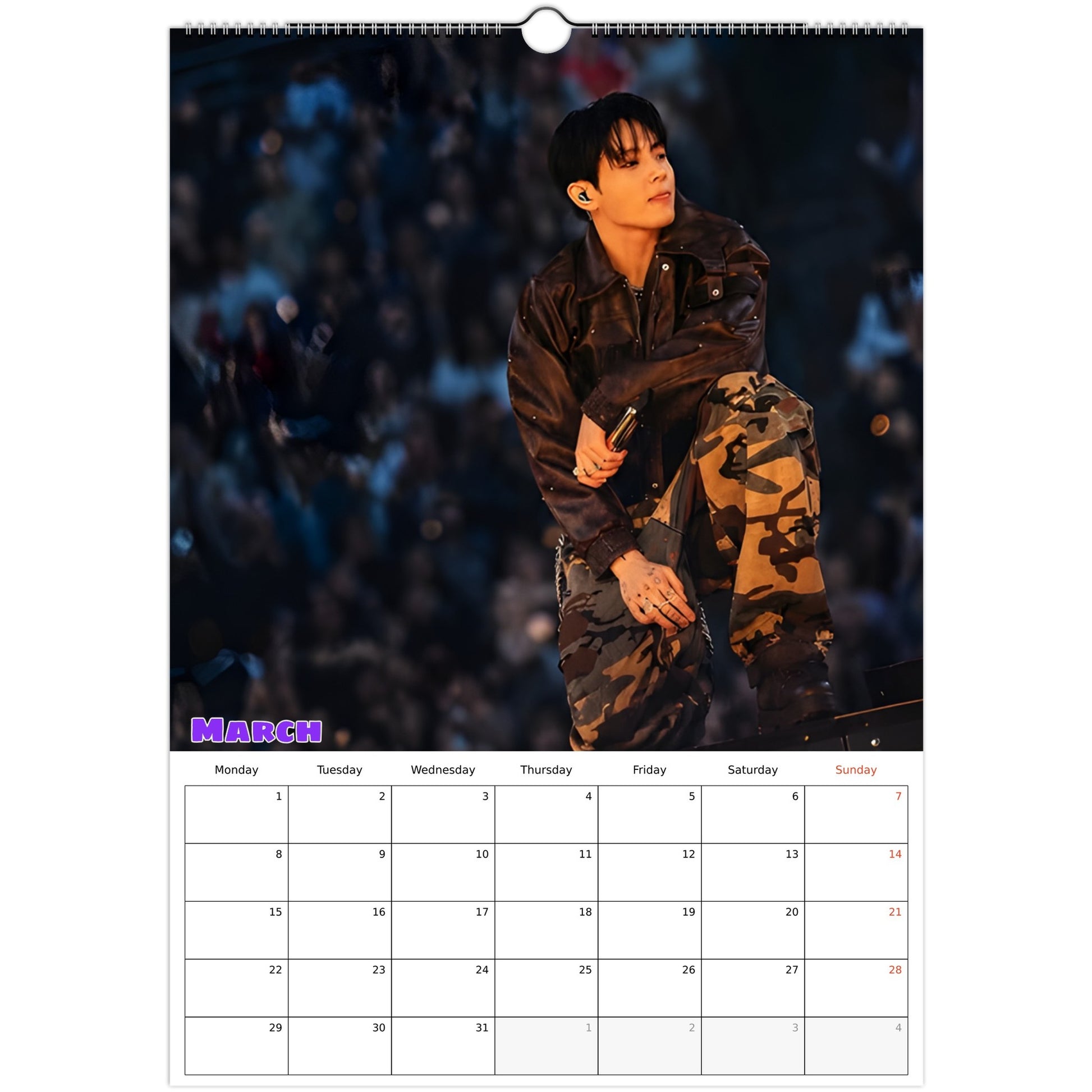 BTS Jungkook Calendar 2027 March page