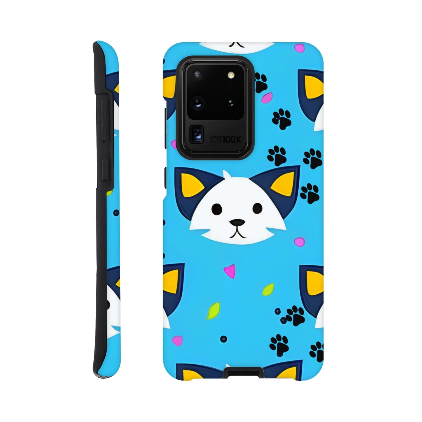 Cute cat illustration Samsung case with paw prints