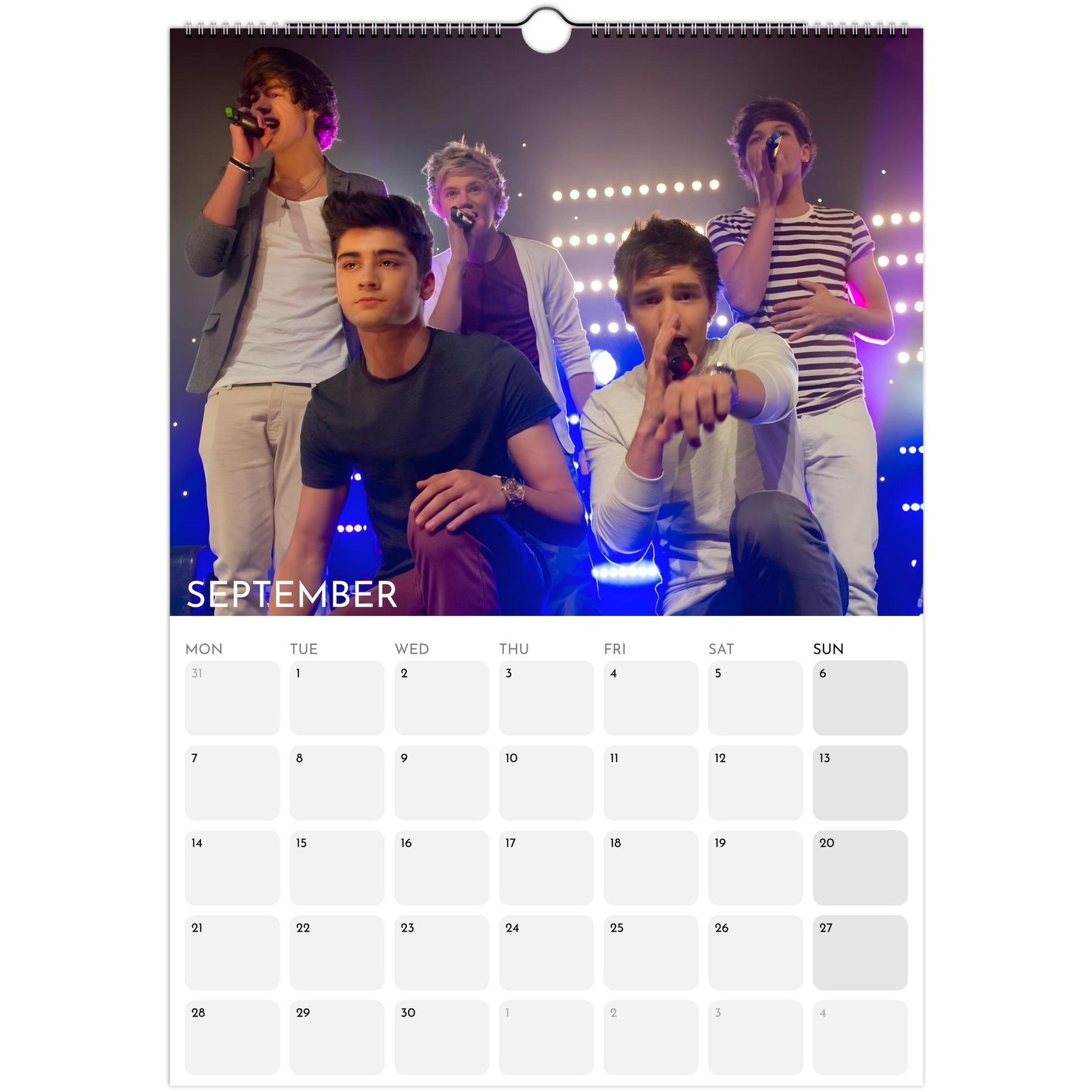 One Direction 2026 A3 wall calendar September 2026