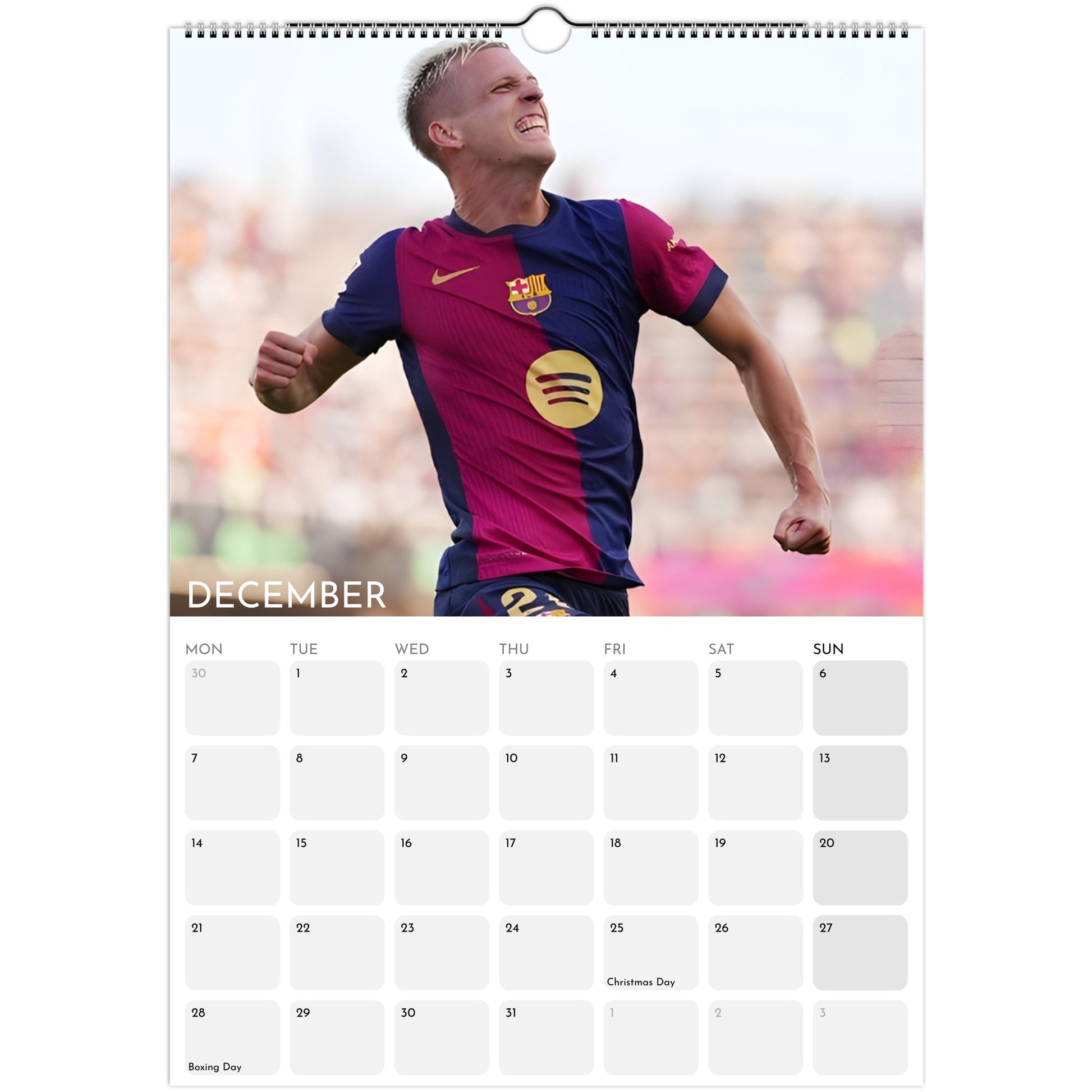 FC Barcelona 2026 A3 wall calendar December