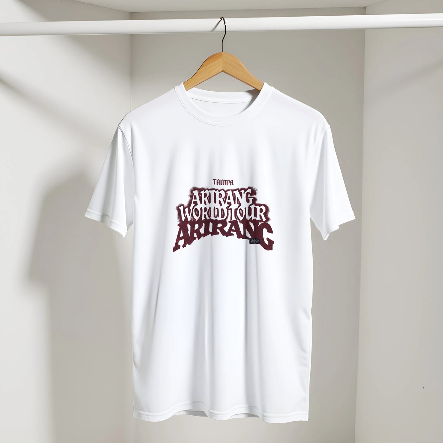 Full product image of BTS ARIRANG 2026 Tampa Edition T‑Shirt in white, size S–XL