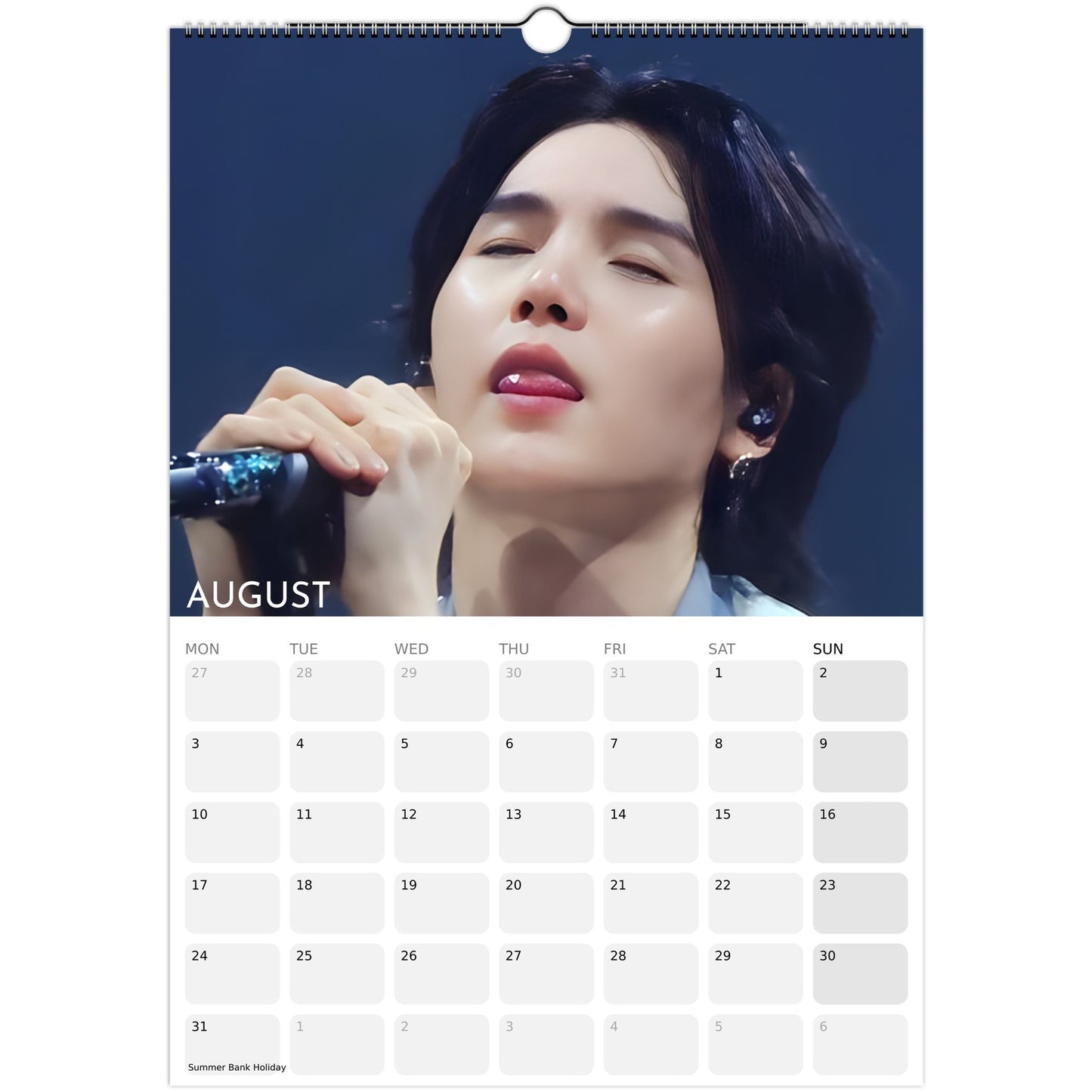 BTS Suga Yoongi Tongue Celebration 2026 A3 calendar August