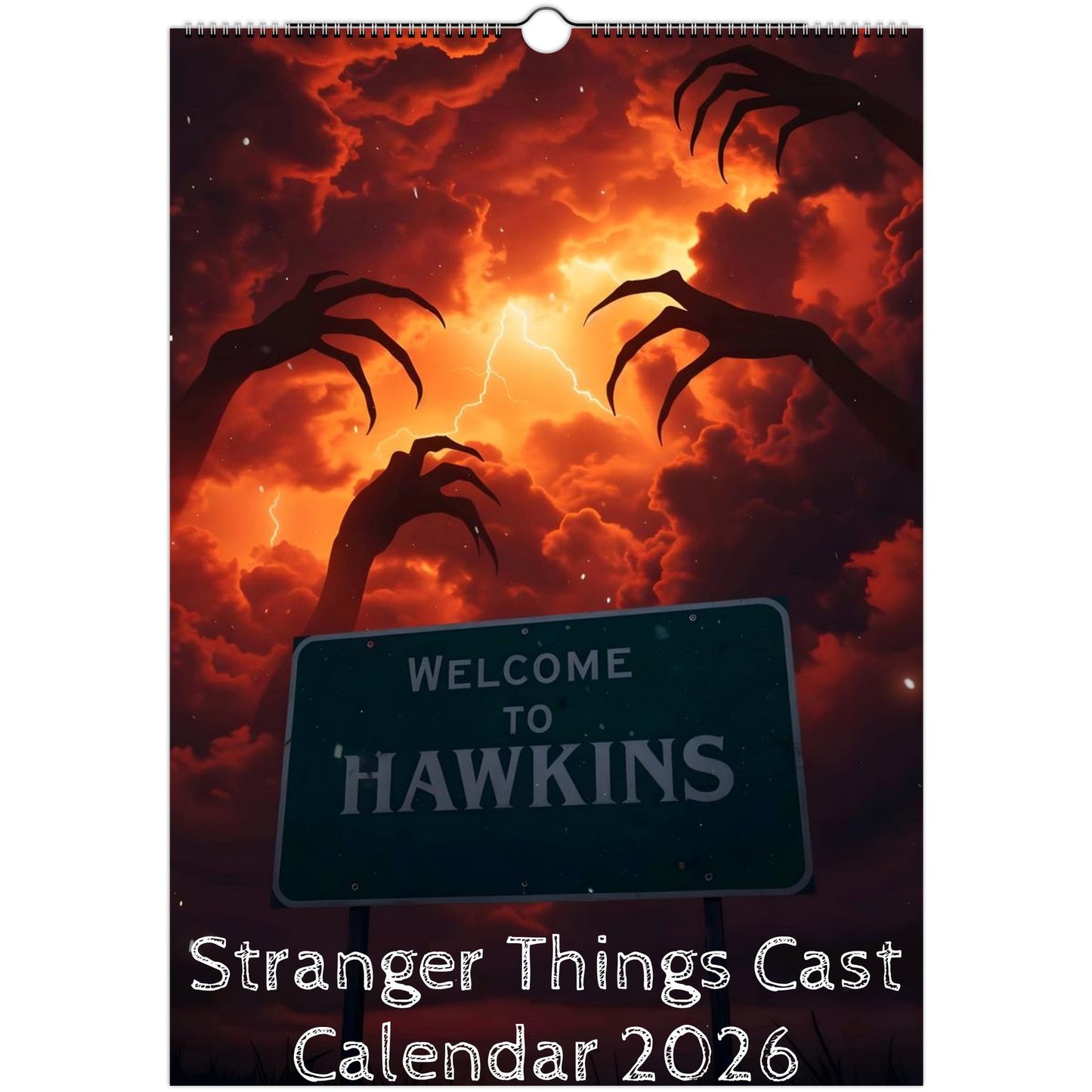 Stranger Things 2026 A3 wall calendar front cover