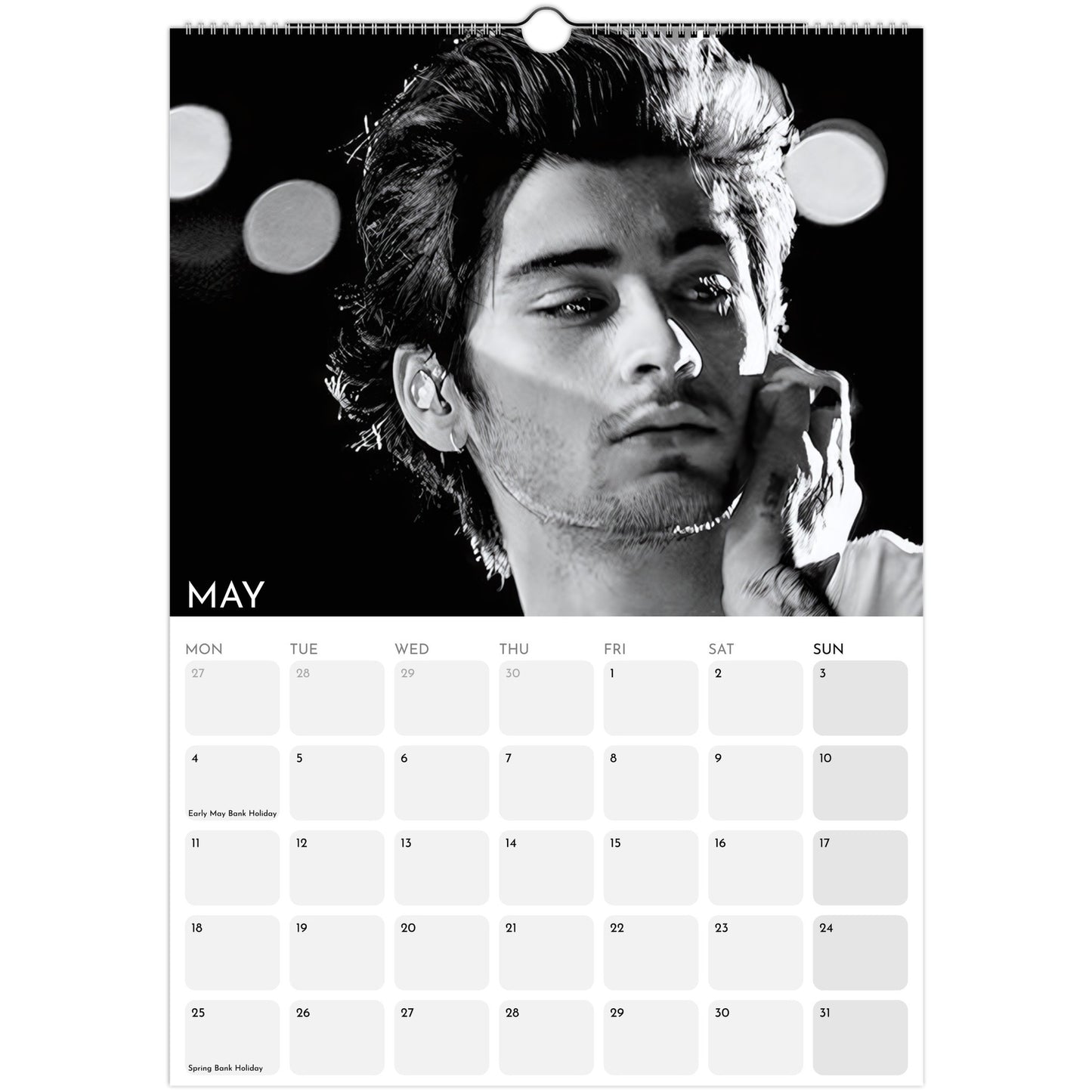 Zayn Malik 2026 A3 wall calendar May