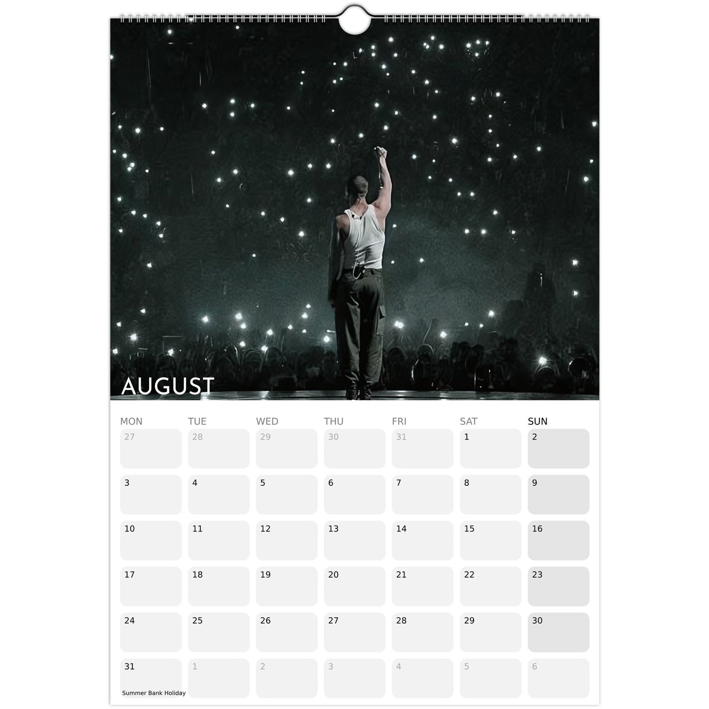 Imagine Dragons 2026 A3 wall calendar August