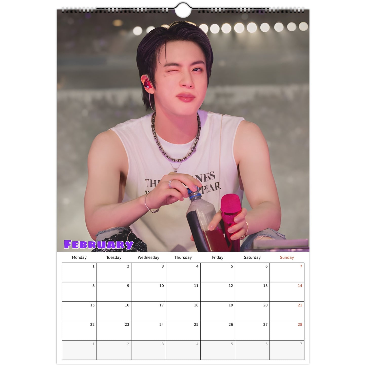 BTS Jin Calendar 2027 February page