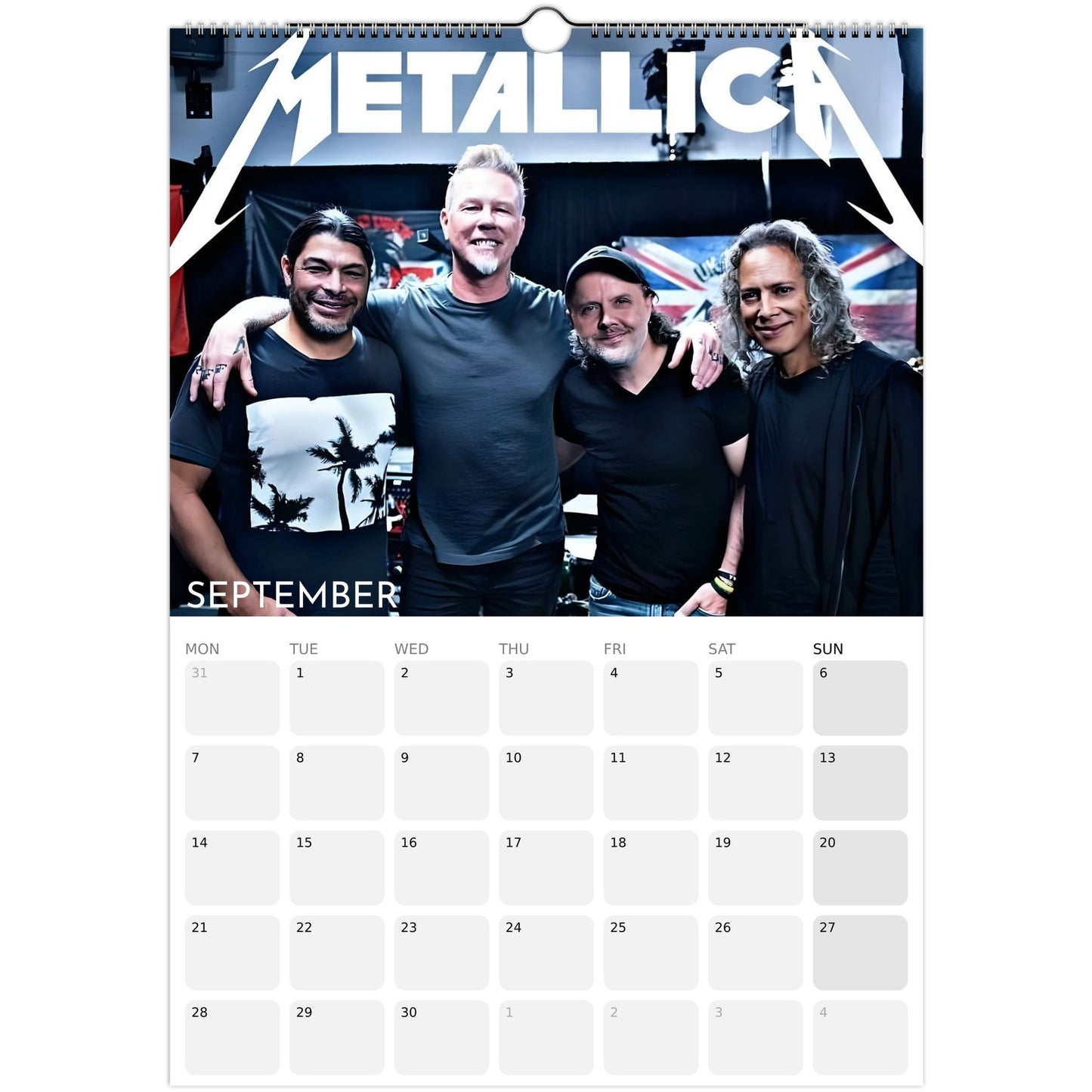 Metallica 2026 A3 wall calendar September