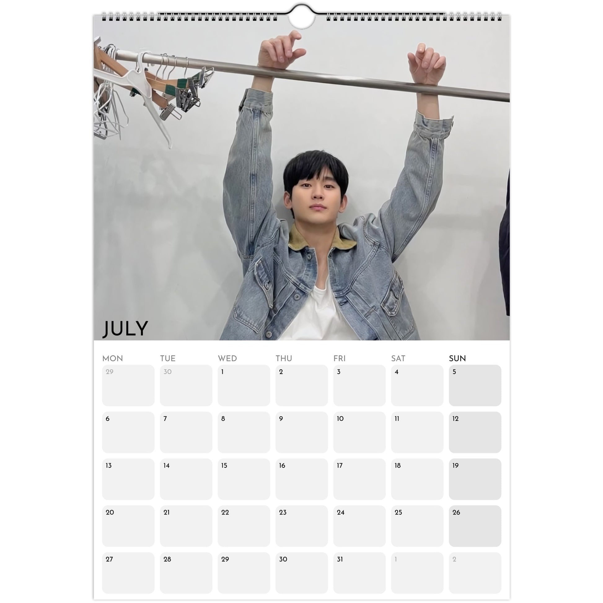 Kim Soo‑hyun 2026 A3 wall calendar July