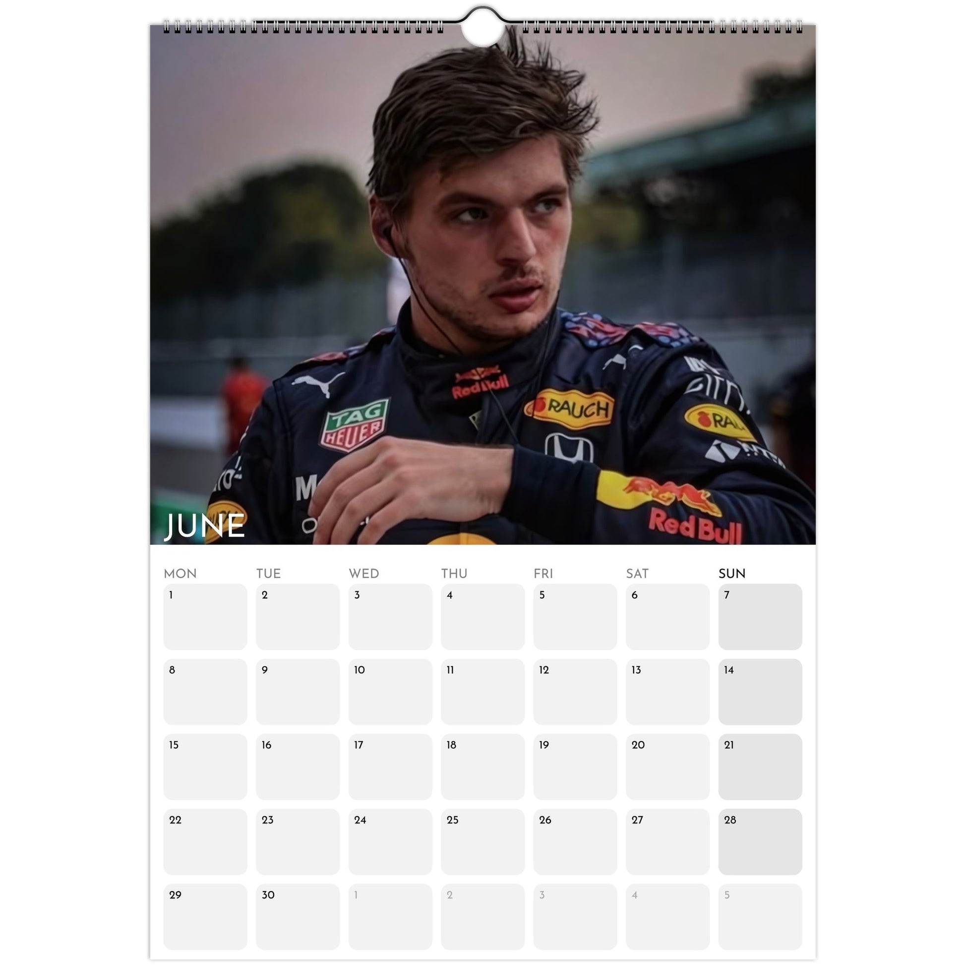 Max Verstappen 2026 A3 wall calendar June