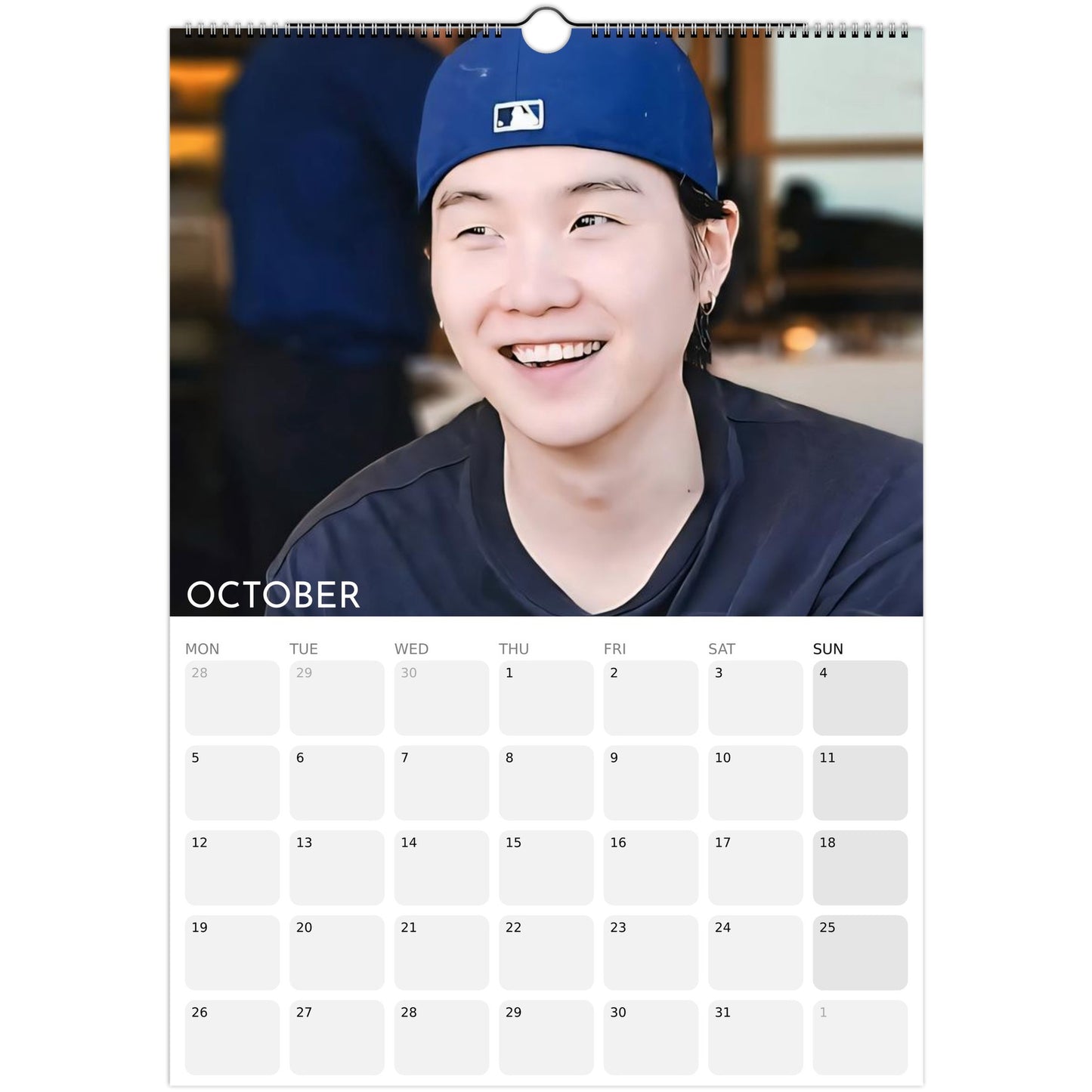 BTS Suga Yoongi 2026 A3 boyfriend style calendar October