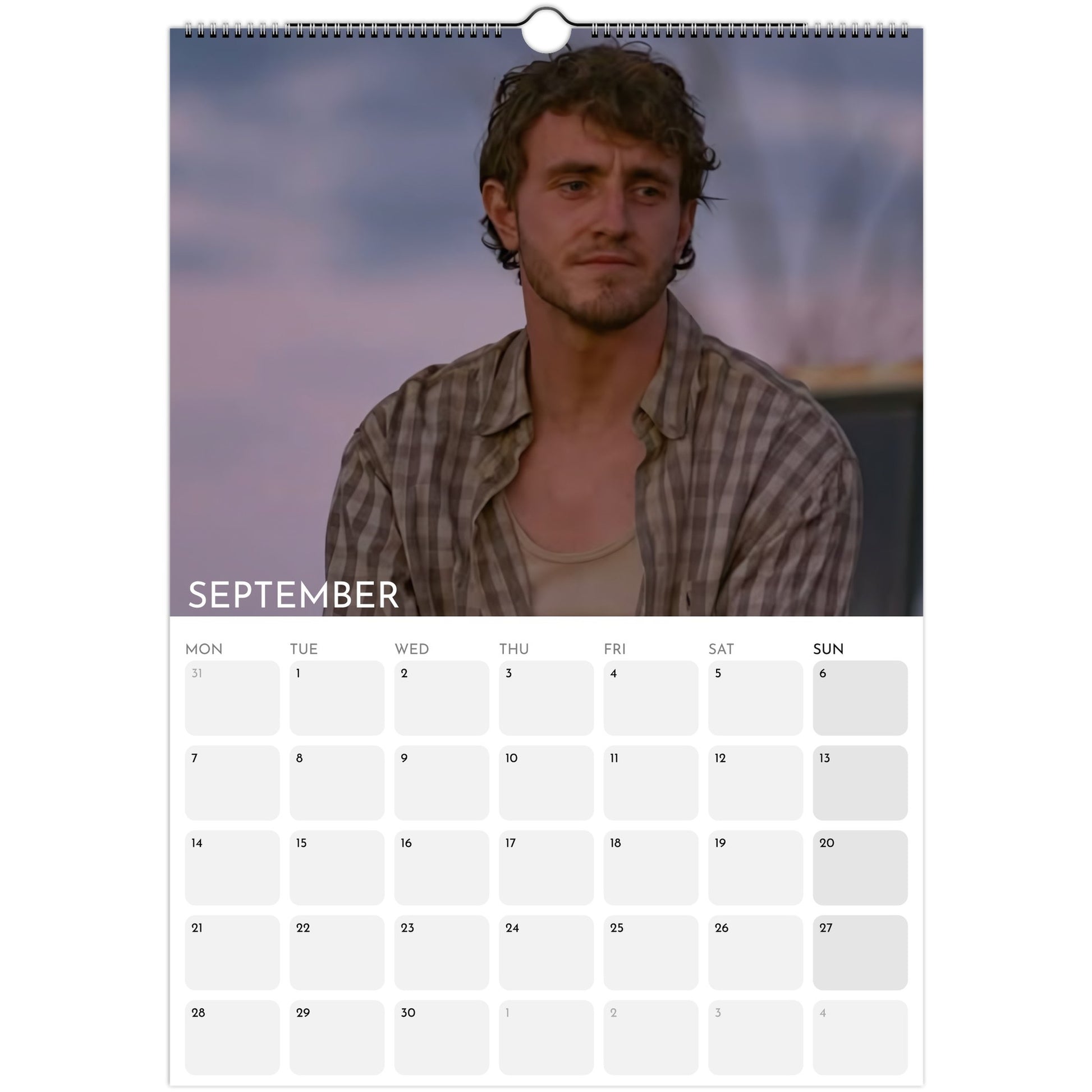 Paul Mescal 2026 A3 wall calendar September