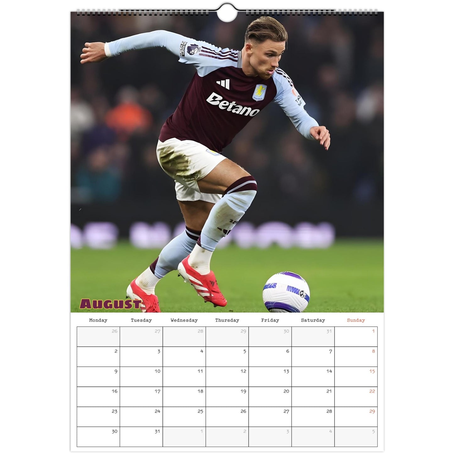 Aston Villa Calendar August page