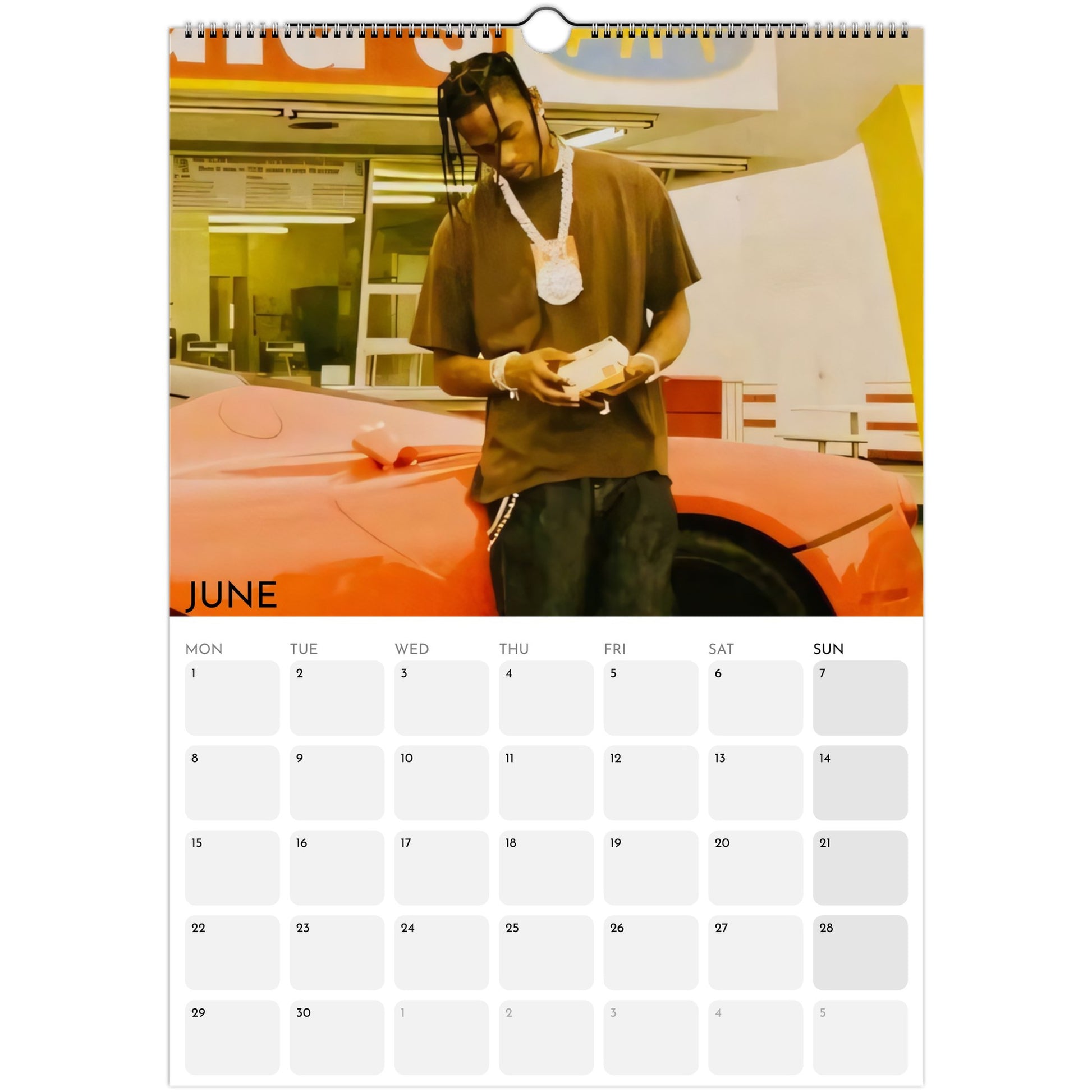 Travis Scott 2026 A3 wall calendar June