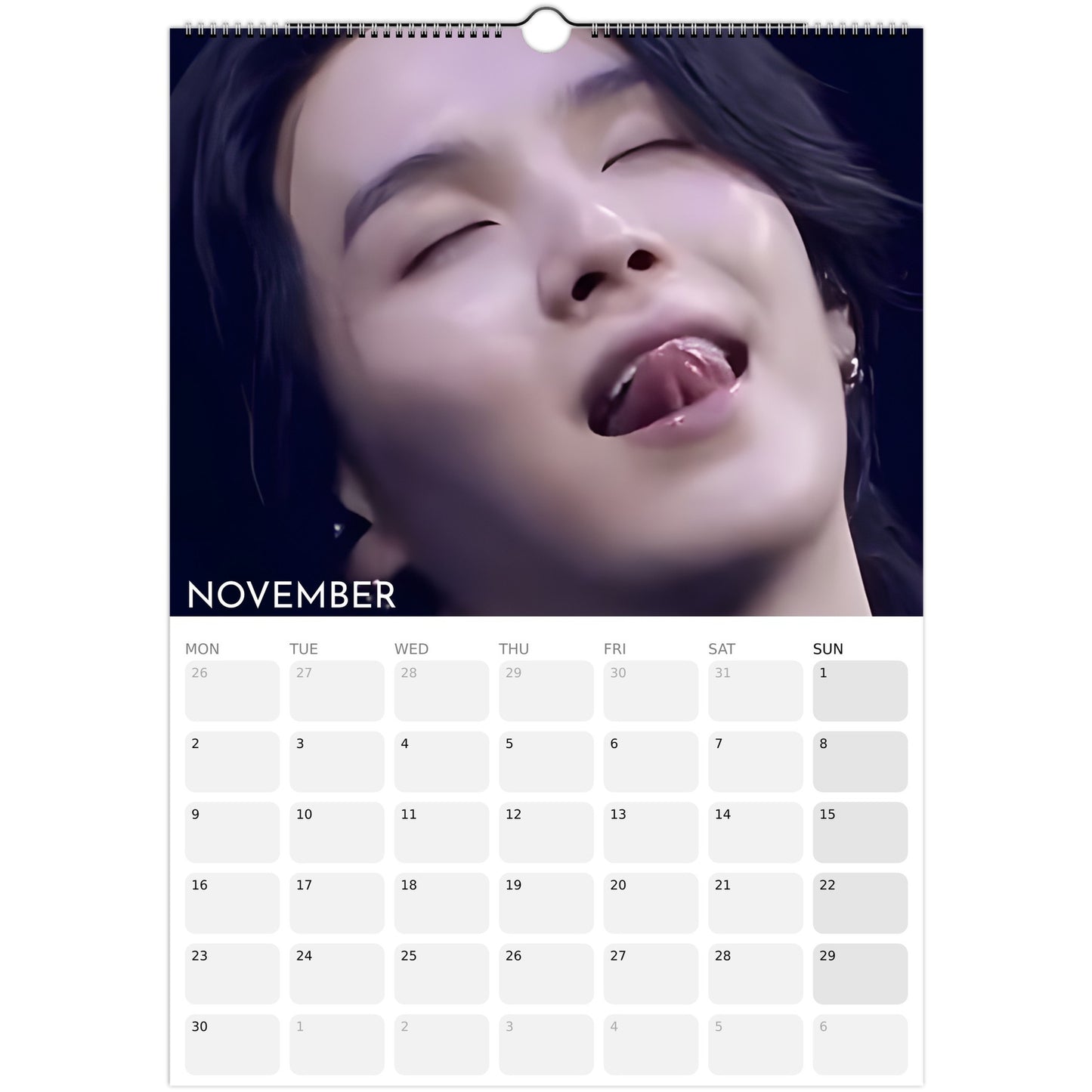 BTS Suga Yoongi Tongue Celebration 2026 A3 calendar November