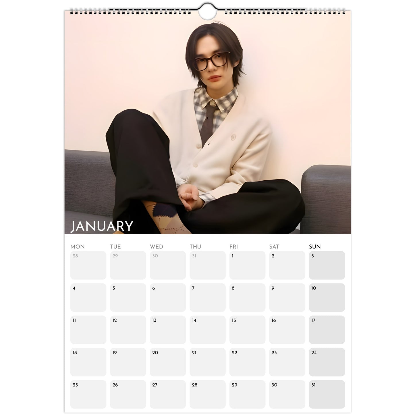 Stray Kids Hyunjin Boyfriend Style 2026 A3 wall calendar January 2027