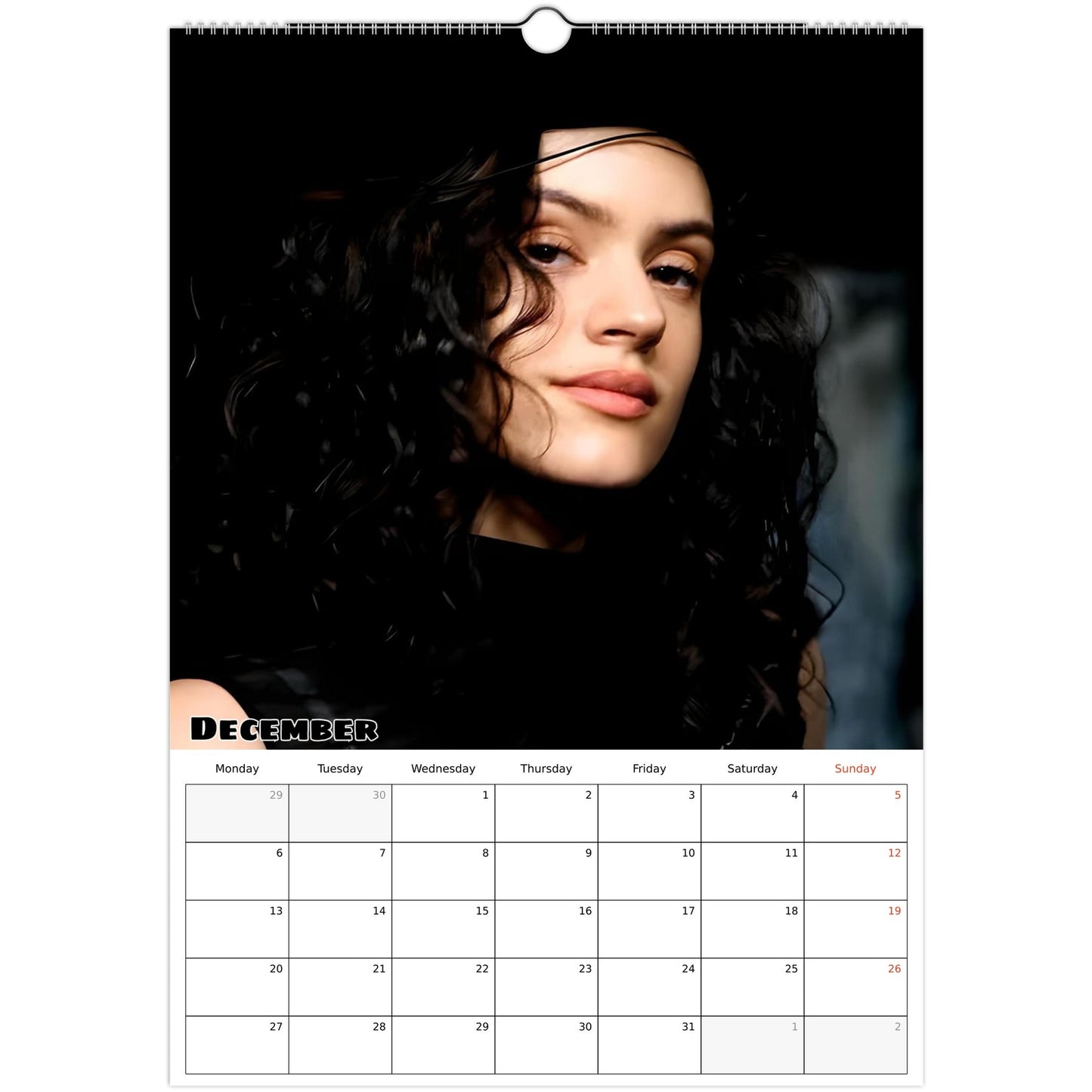 Rosalía Calendar 2027 December page