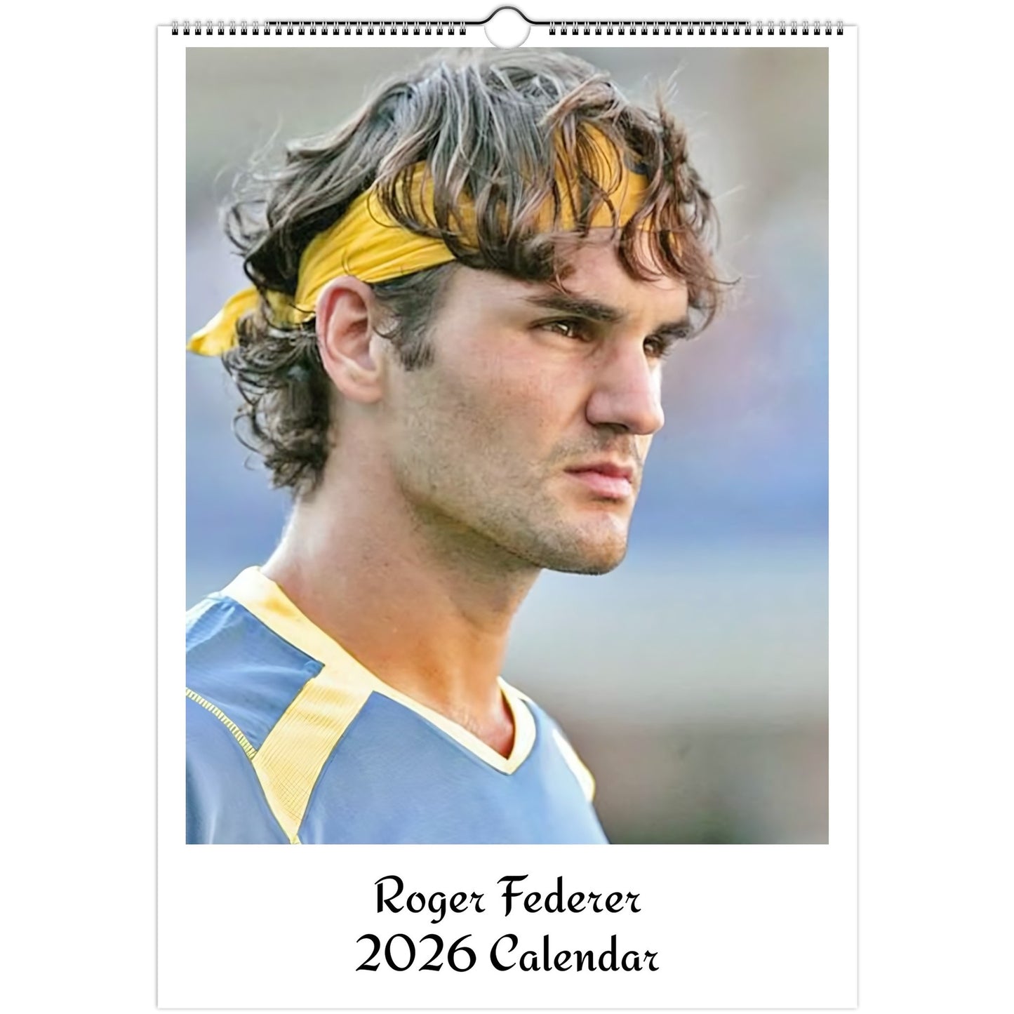 Roger Federer 2026 A3 wall calendar front cover